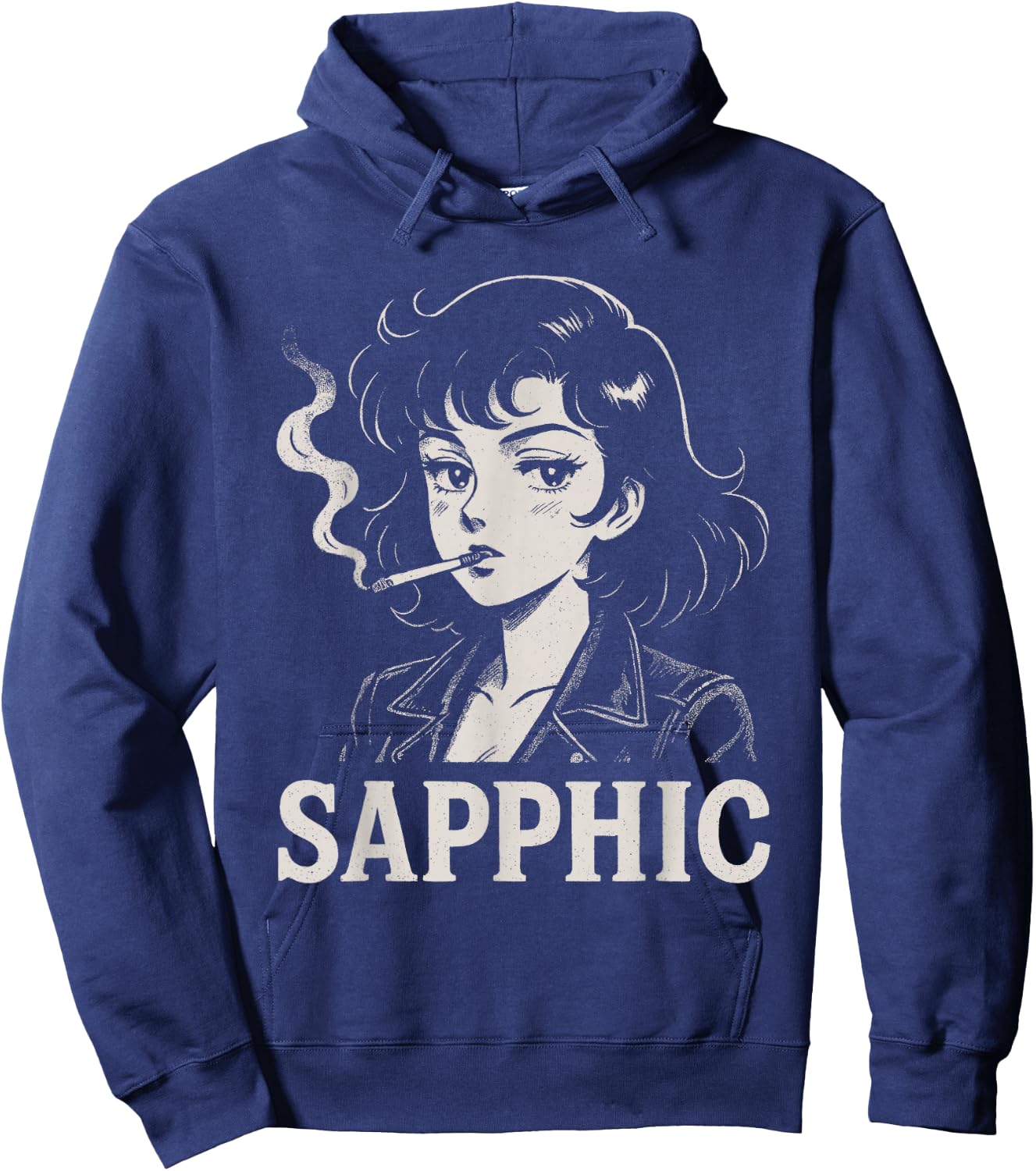 Sapphic Retro Anime Lesbian Aesthetic Funny Hoodie - Hoodie | Navy
