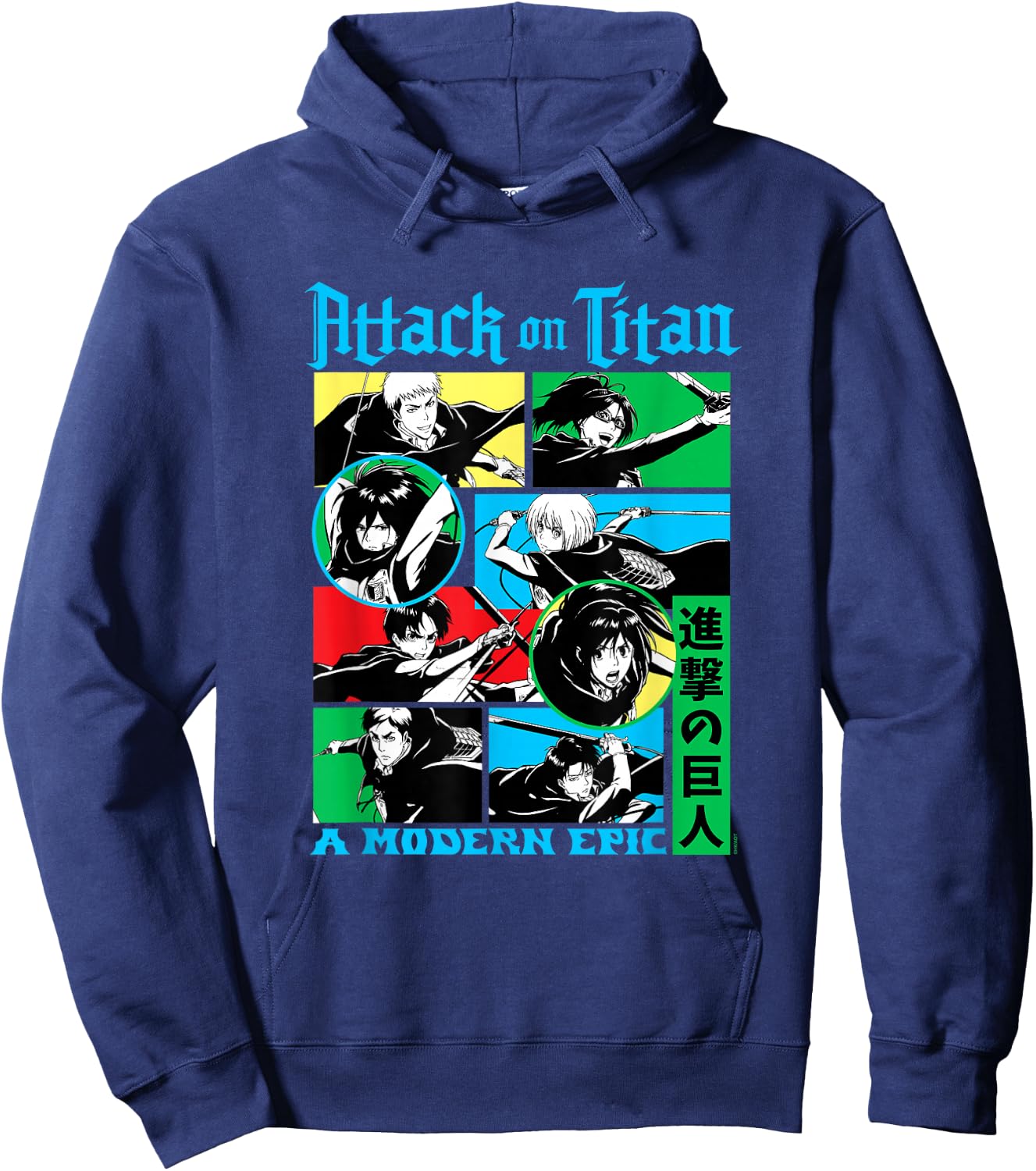 Attack on Titan Character Frame Collage Colorful AOT Anime Hoodie - Hoodie | Navy