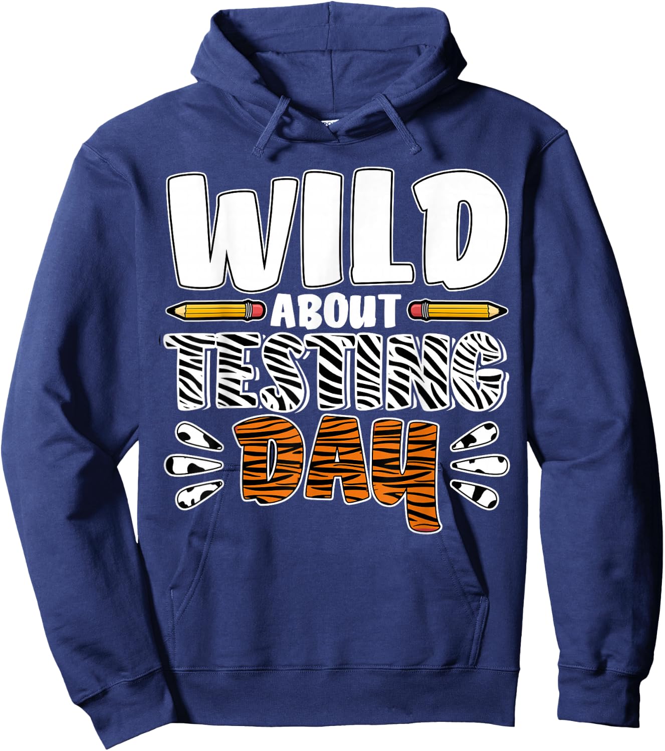Wild About Testing Day Women Leopard Teacher Test Day Hoodie - Hoodie | Navy