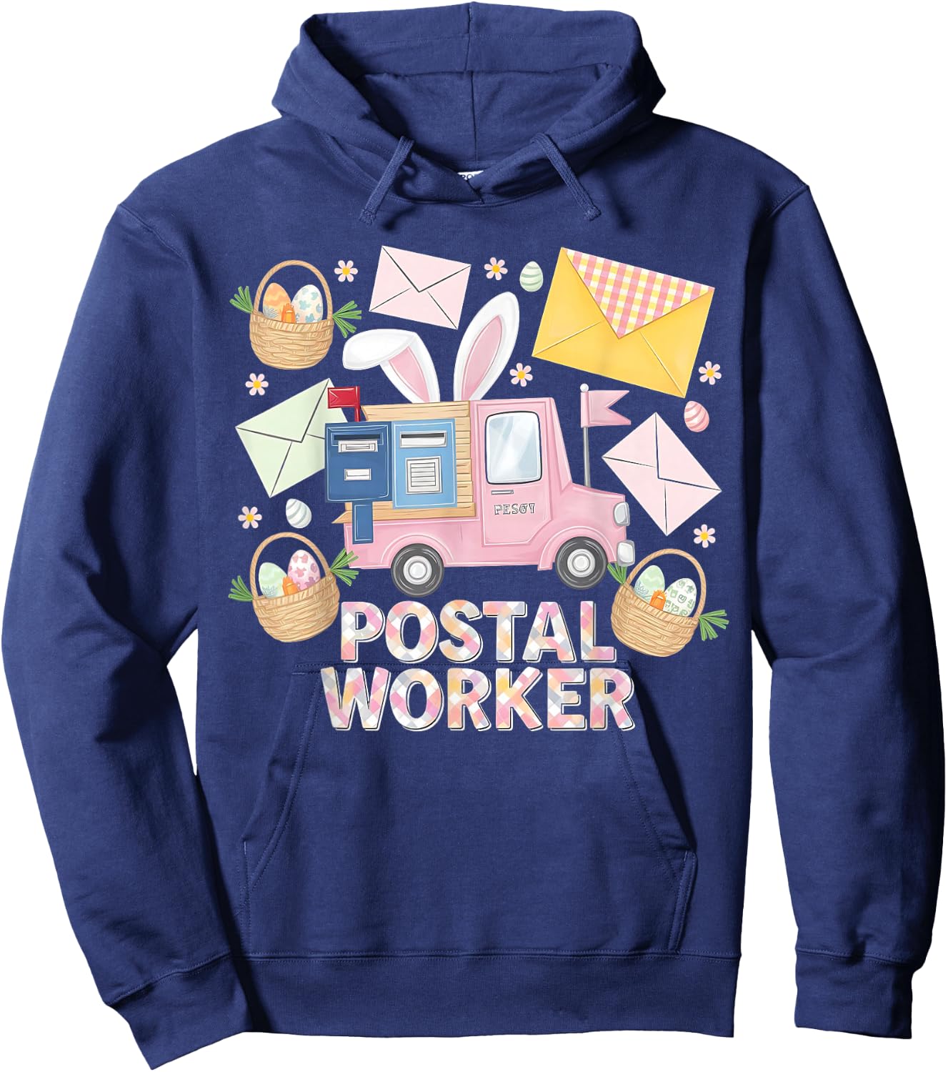 Easter Mail Carrier Bunny Postal Worker Cute Post Office Hoodie - Hoodie | Navy