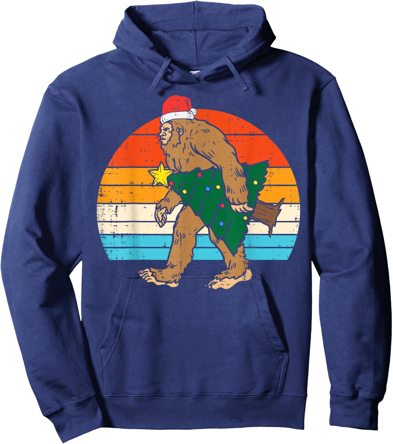 Bigfoot Sasquatch Christmas Tree Funny Xmas Men Hoodie - Hoodie | Navy