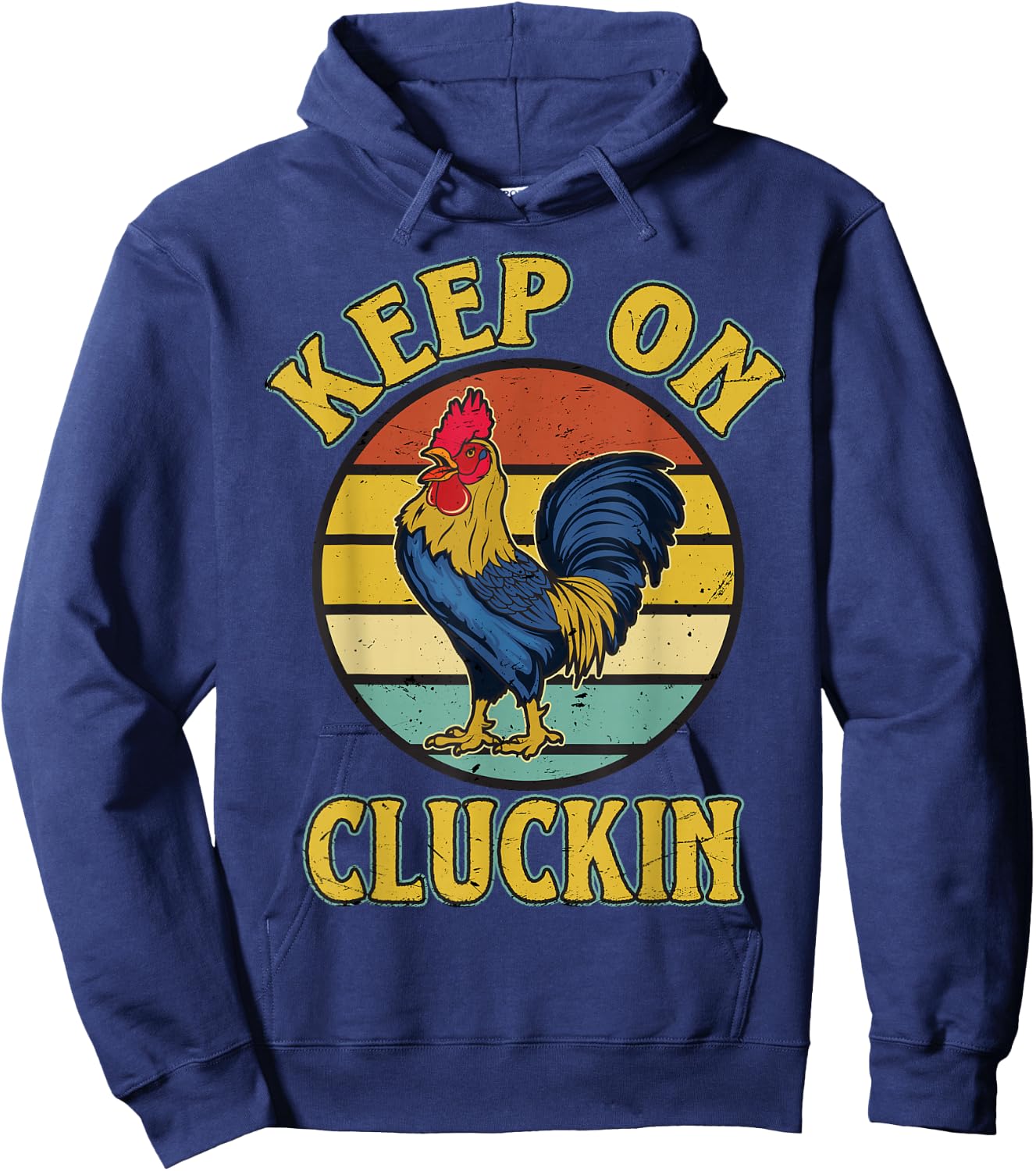 Keep On Clucking Retro vintage Style Chicken Hoodie - Hoodie | Navy