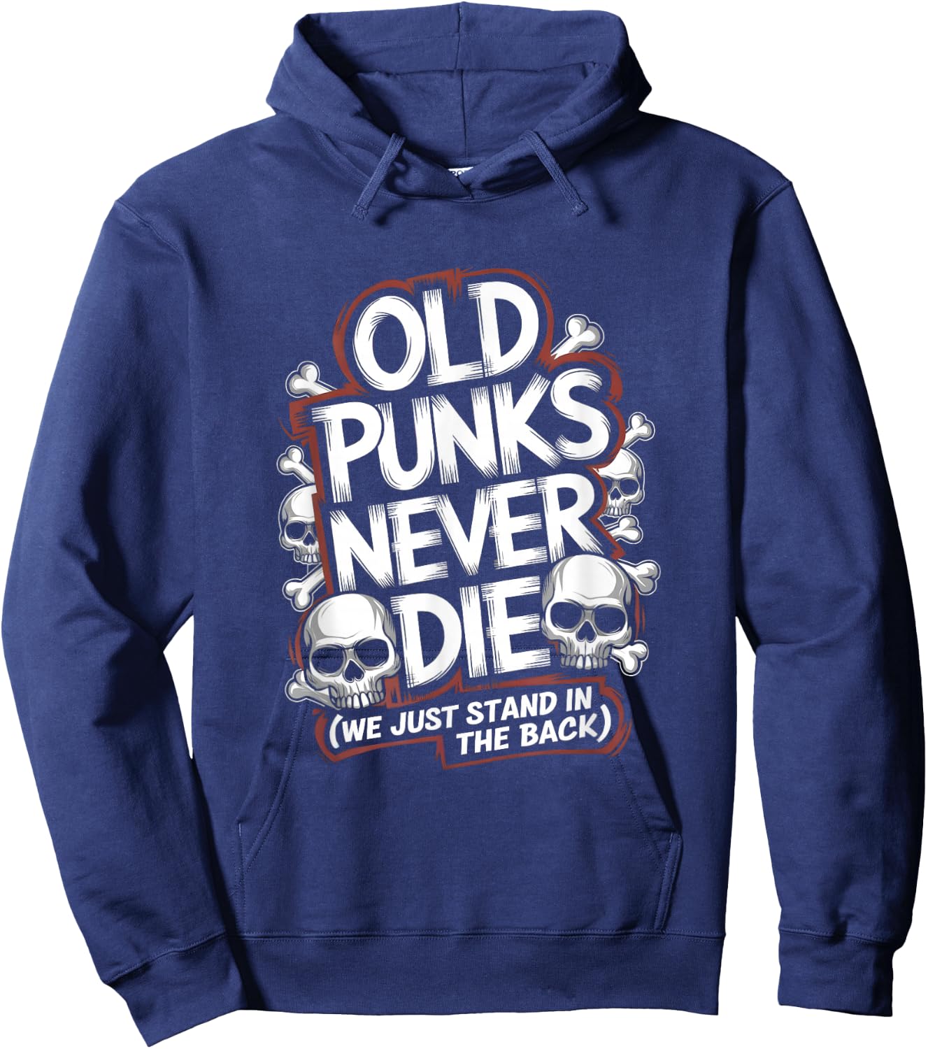 Old Punks Never Die Funny Punk Rock Artwork Hoodie - Hoodie | Navy