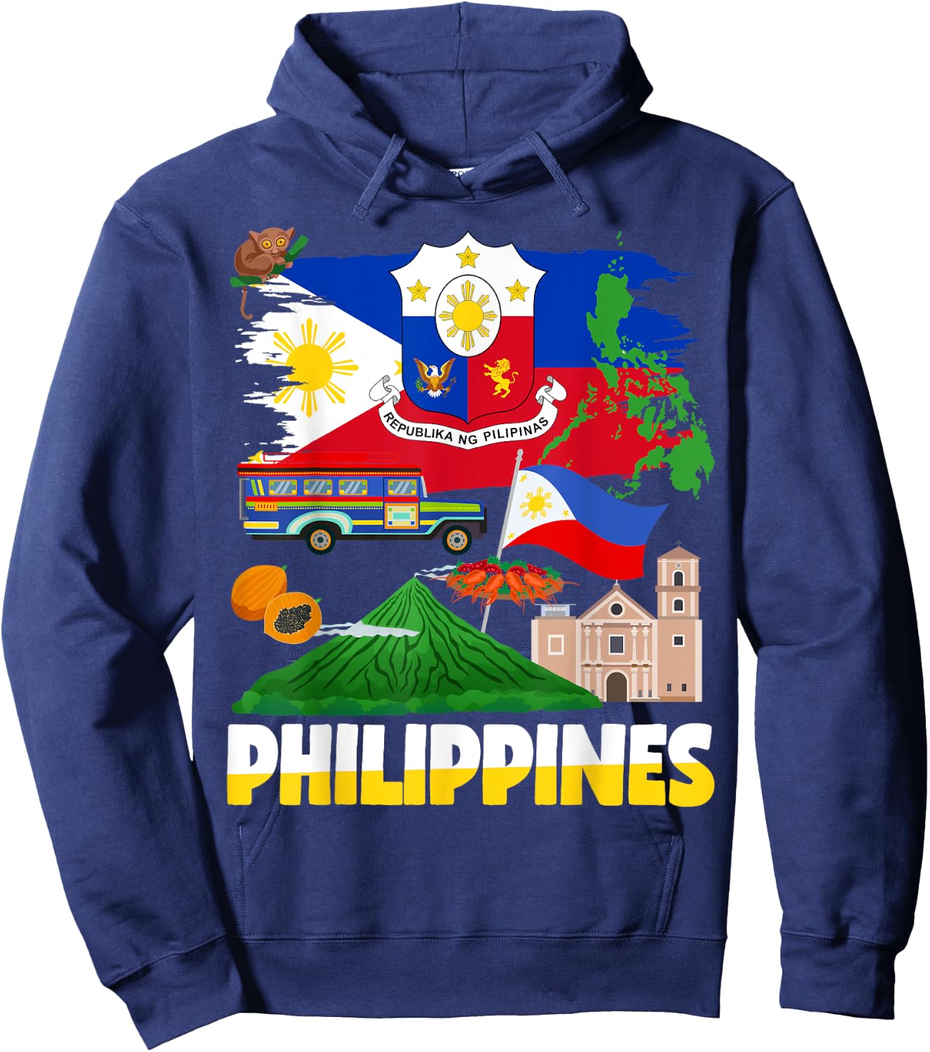Philippines Flag Outfit Ideas For Kids Filipino Flag Hoodie - Hoodie | Navy