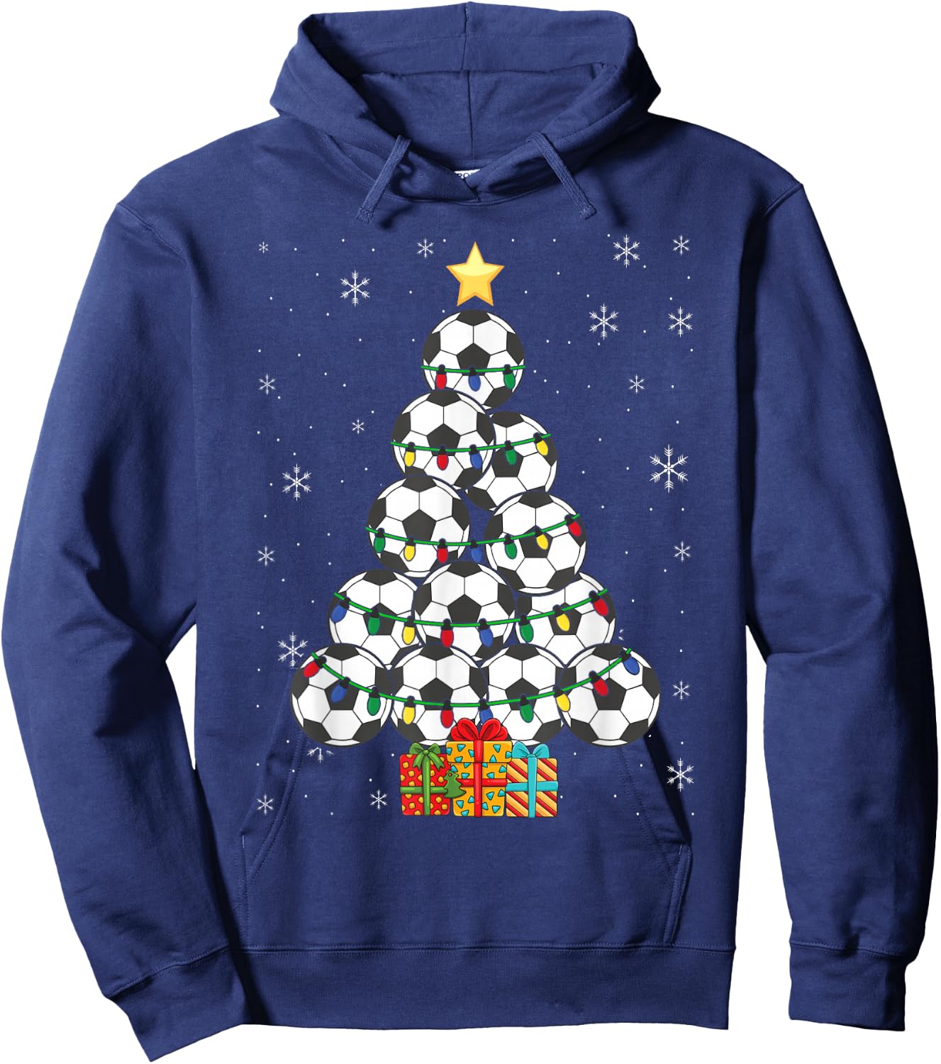 Soccer Christmas Tree Xmas Player Boys Girls Men Women Kids Hoodie - Hoodie | Navy