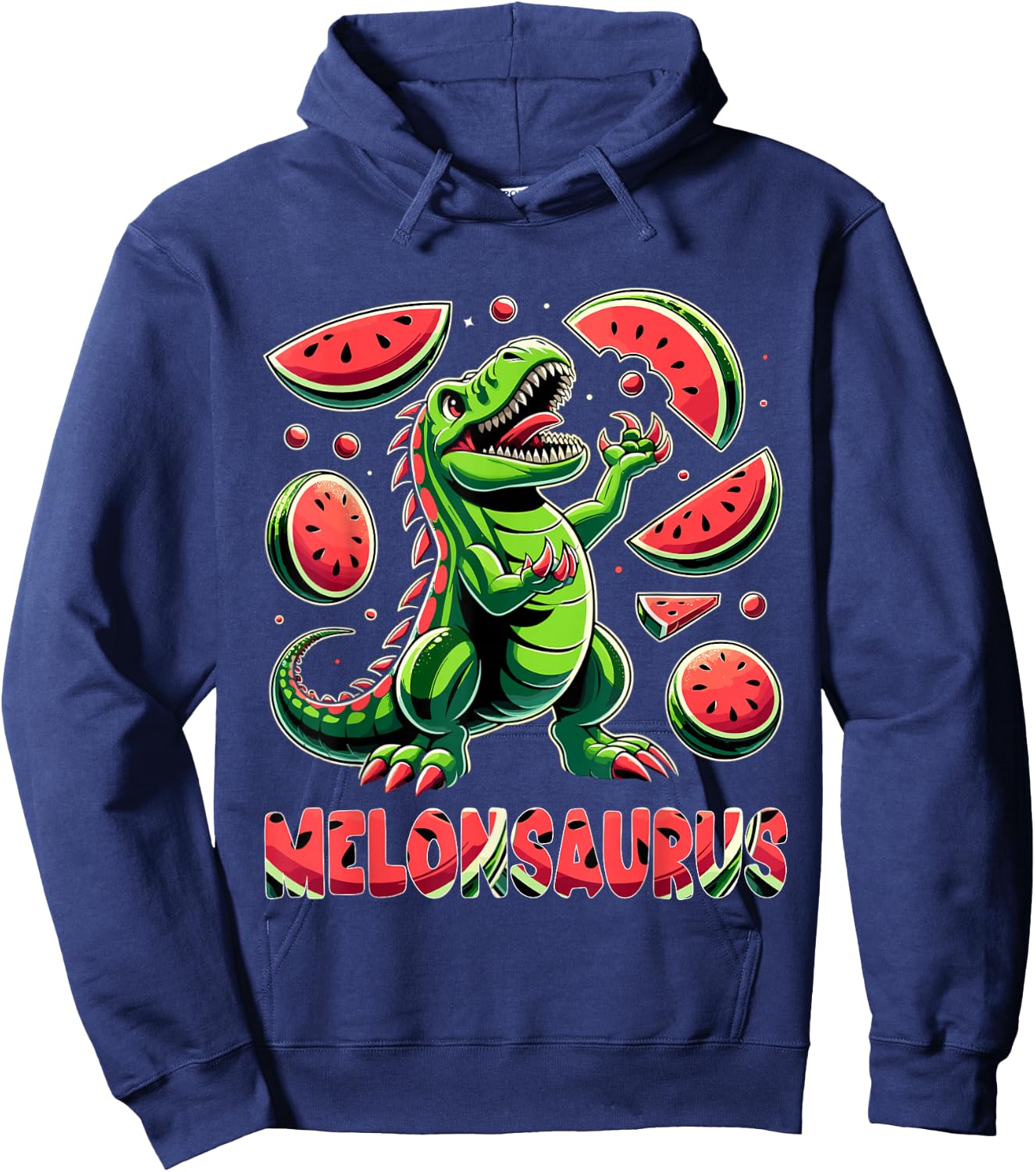 Melonsaurus Watermelon Dinosaur Summer Tropical Vacation Hoodie - Hoodie | Navy