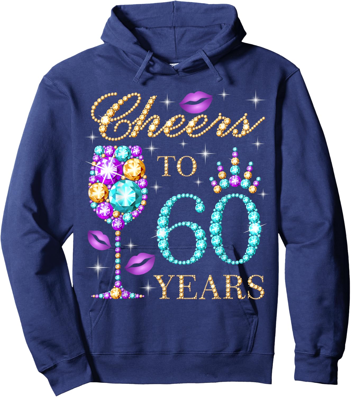 Cheers To 60 Years Old Women 60th Birthday Party Hoodie - Hoodie | Navy