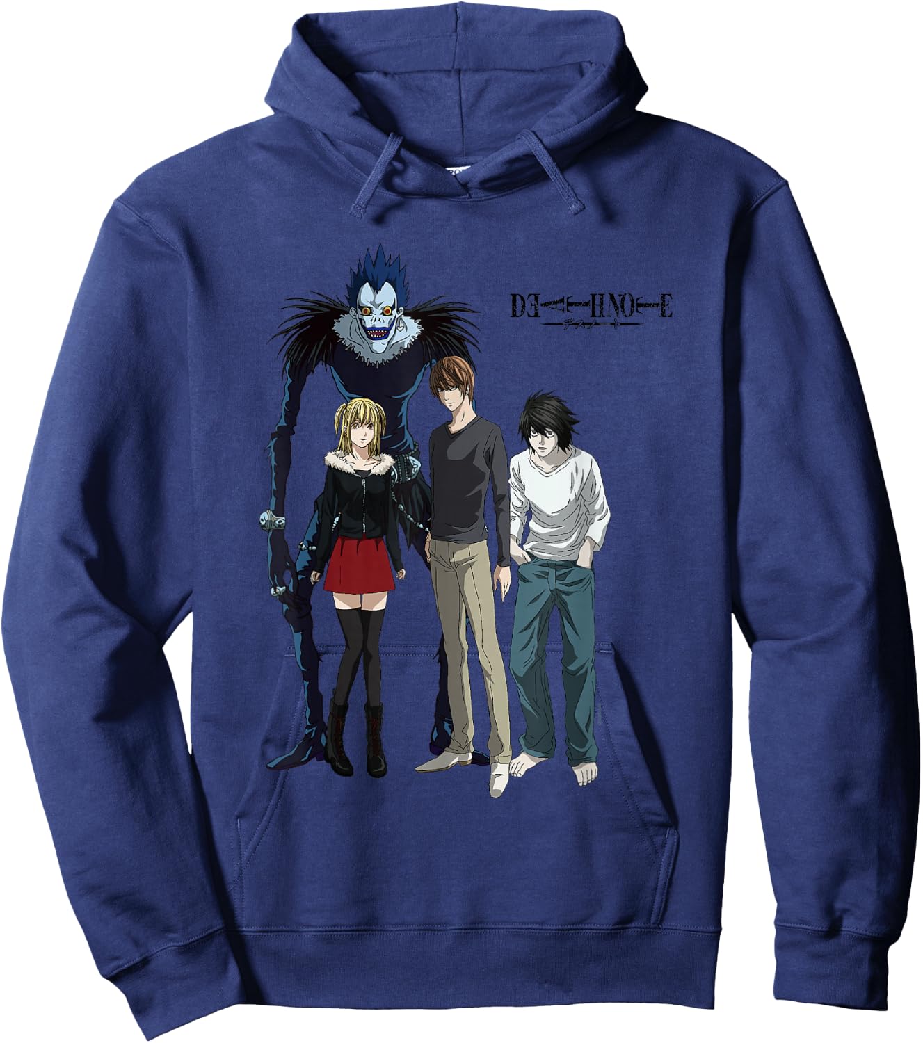 Death Note Main Characters Posing with Logo Anime Hoodie - Hoodie | Navy