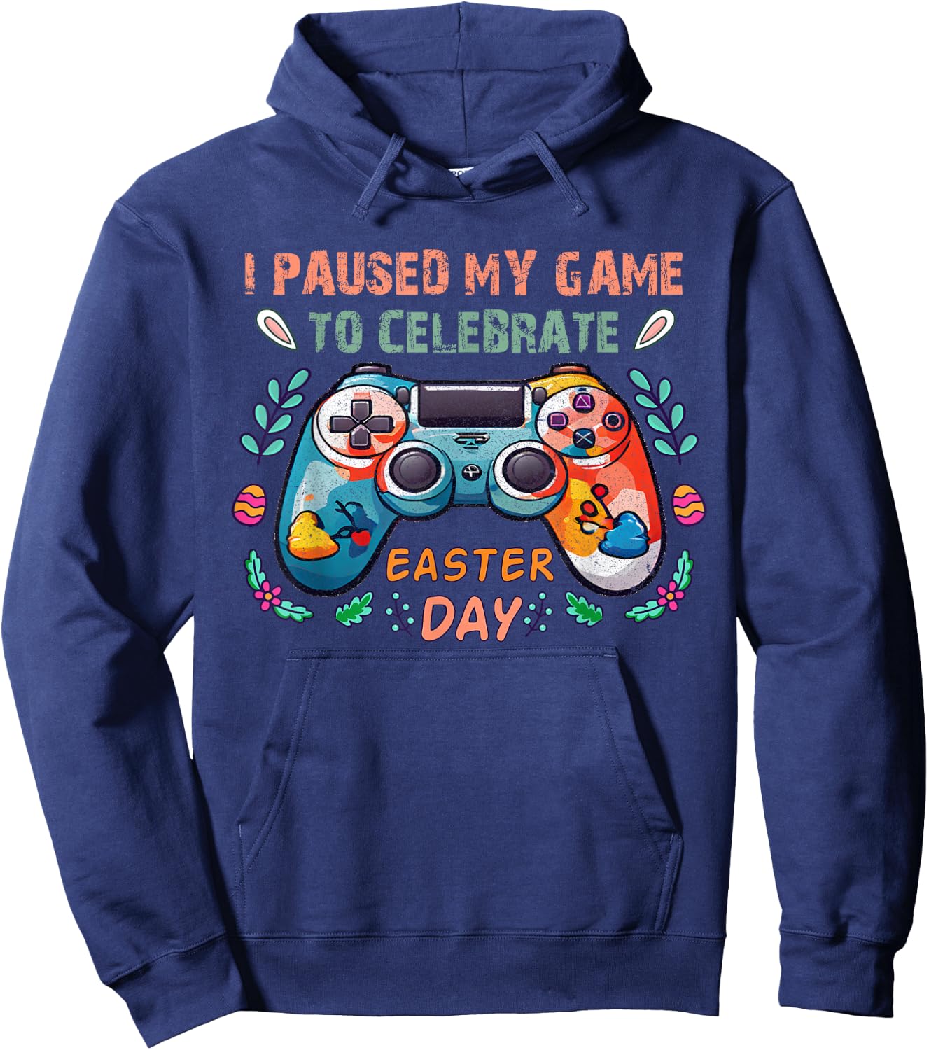 Happy Easter Day Bunny Egg Gift Gaming Lover Boys Girls Teen Hoodie - Hoodie | Navy