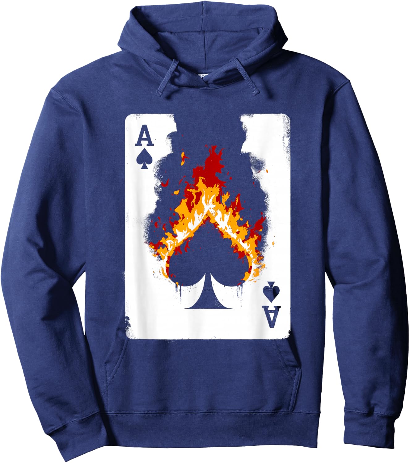Burning Ace Of Spades - Vintage Favorite Card Game Lover Hoodie - Hoodie | Navy