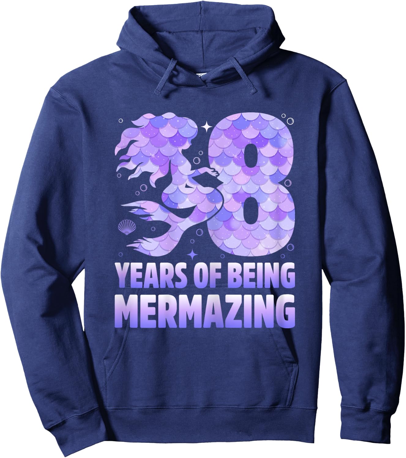 8 Years Of Being Mermazing Mermaid 8th Birthday Girls Hoodie - Hoodie | Navy