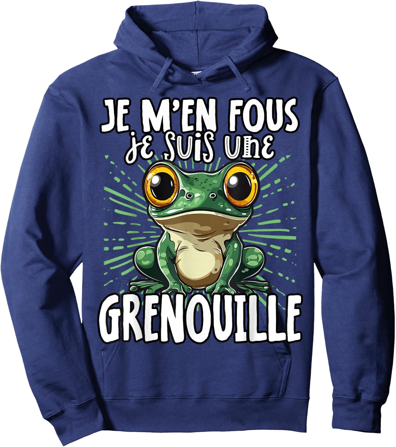 Je M'en Fous Je Suis Une Grenouille - Cute Frog , Black, S Hoodie - Hoodie | Navy