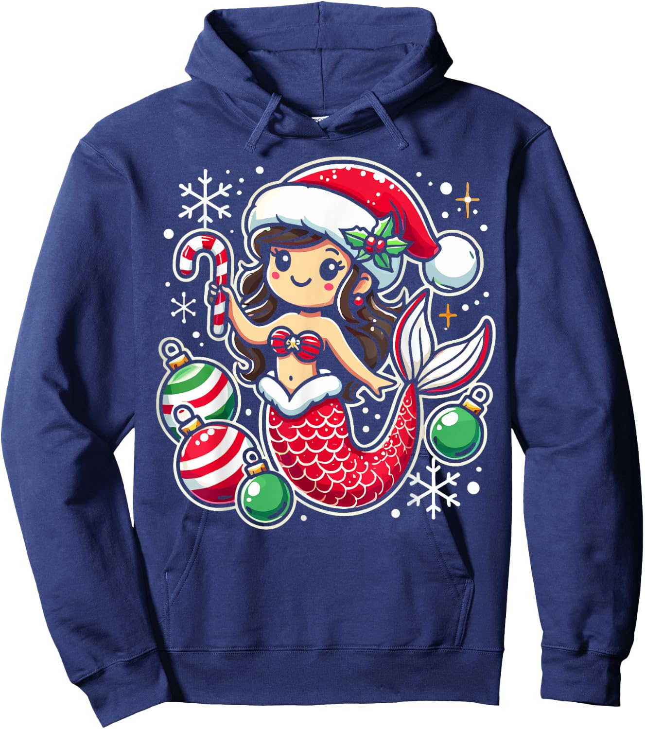 Girls Mermaid Christmas Pajamas Hoodie - Hoodie | Navy