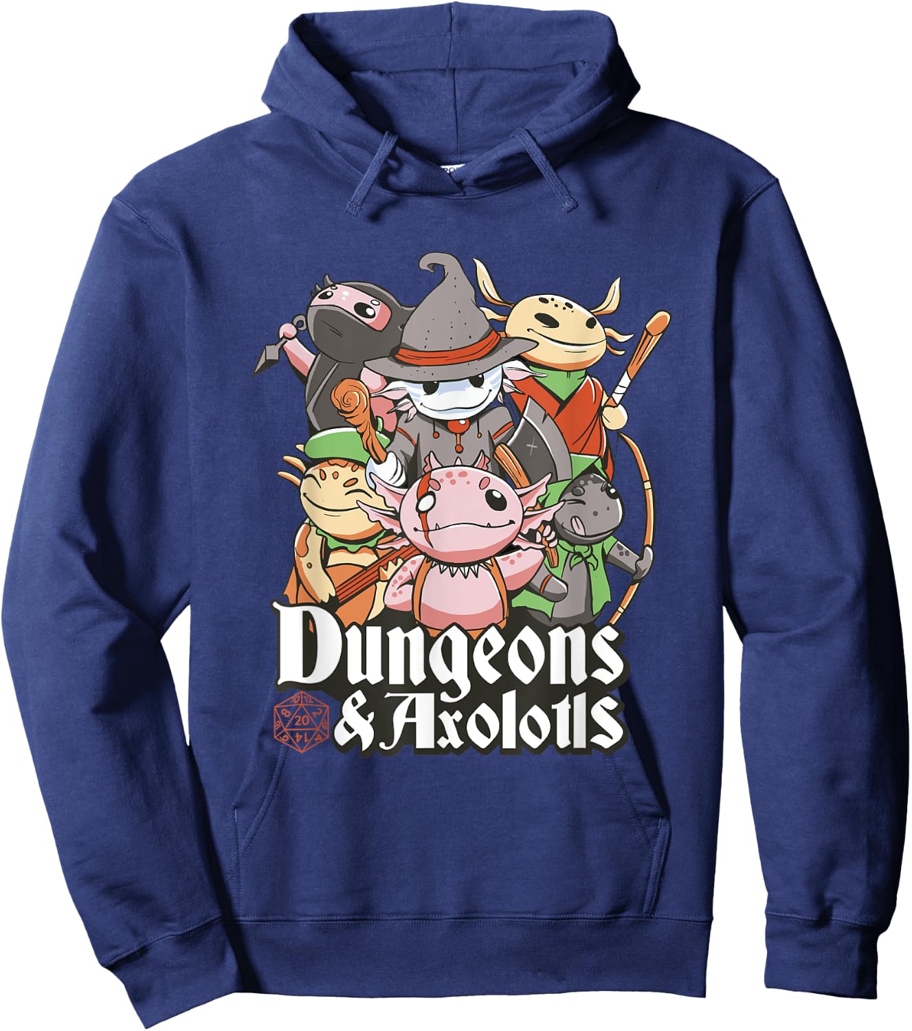 Funny Dungeon Axolotl Wizards And Warriors Medieval D20 Dice Hoodie - Hoodie | Navy