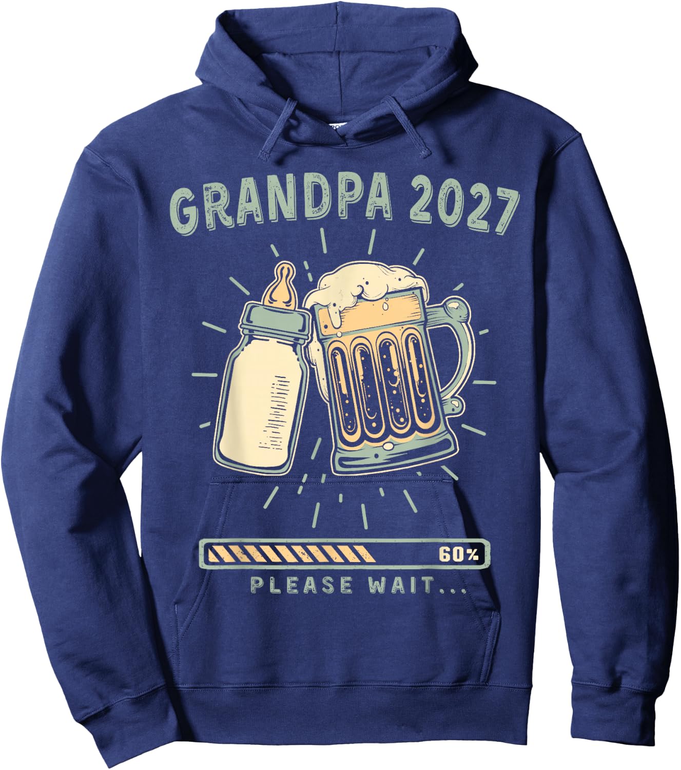 Soon Grandpa 2027 Please Wait Baby Reveal Loading Hoodie - Hoodie | Navy