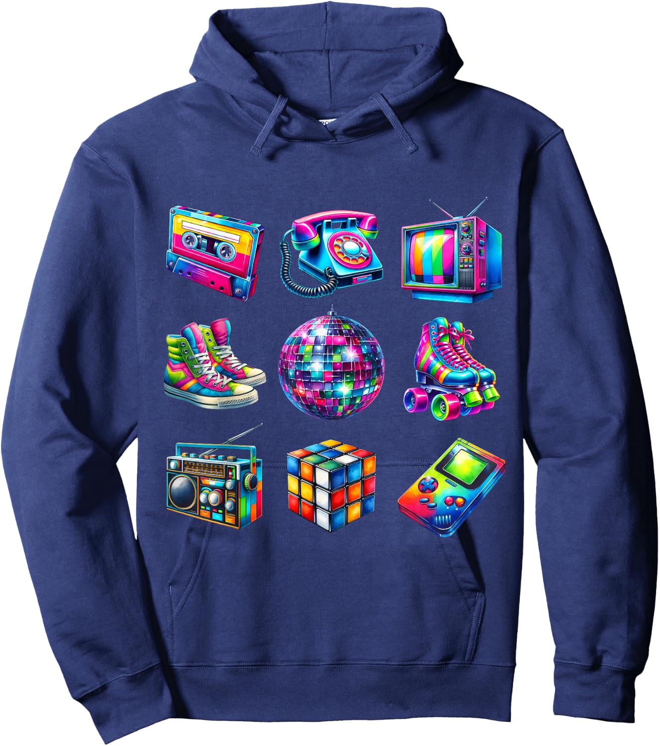 I Love 80s Retro Vintage 80s Style Graphic Women Girl Kids Hoodie - Hoodie | Navy