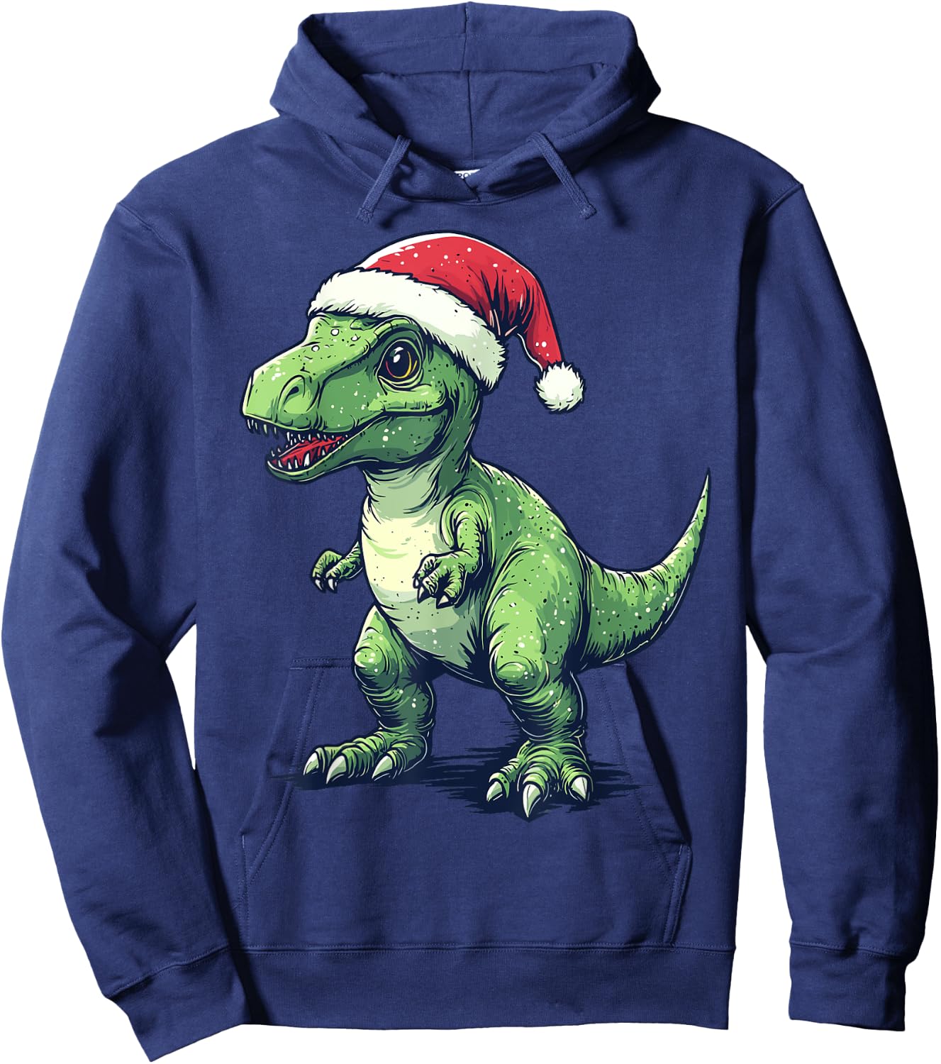 Dinosaur Santa Hat Funny Dinosaur Lovers Christmas Pajama Hoodie - Hoodie | Navy