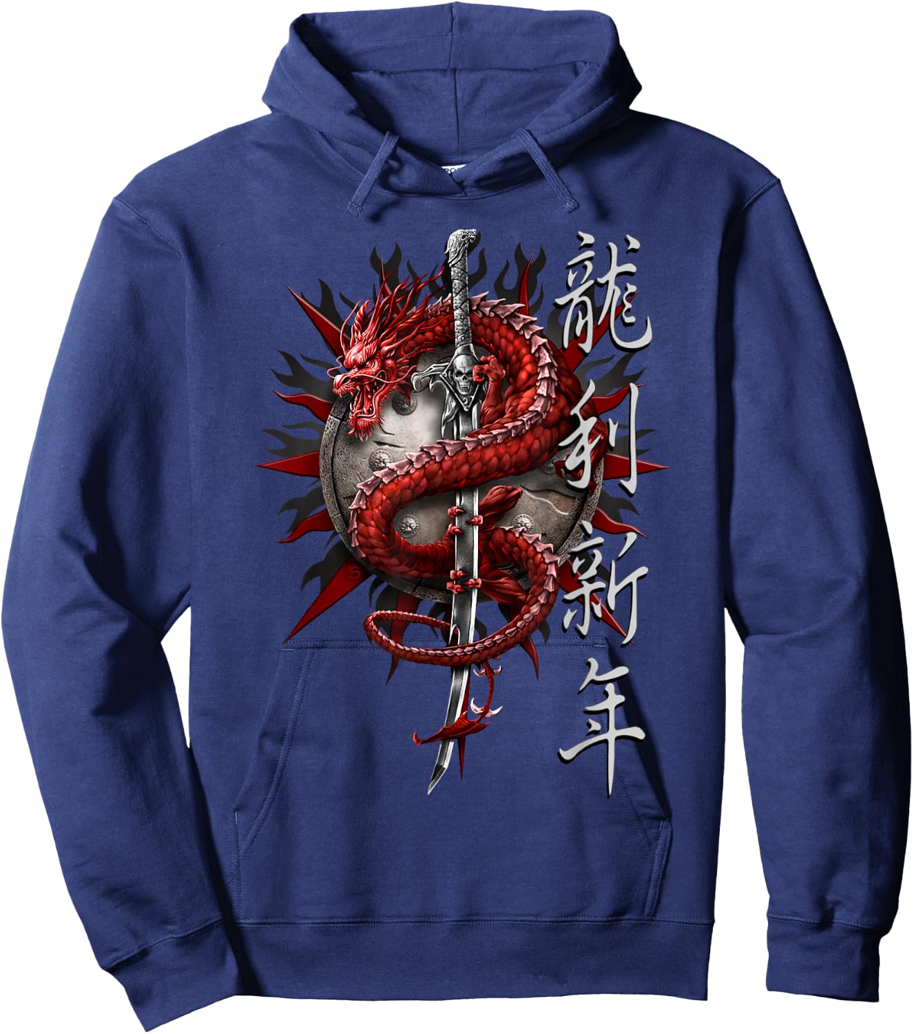 Spirale Original - Orientalischer Drache - Gothic Dragon Hoodie - Hoodie | Navy