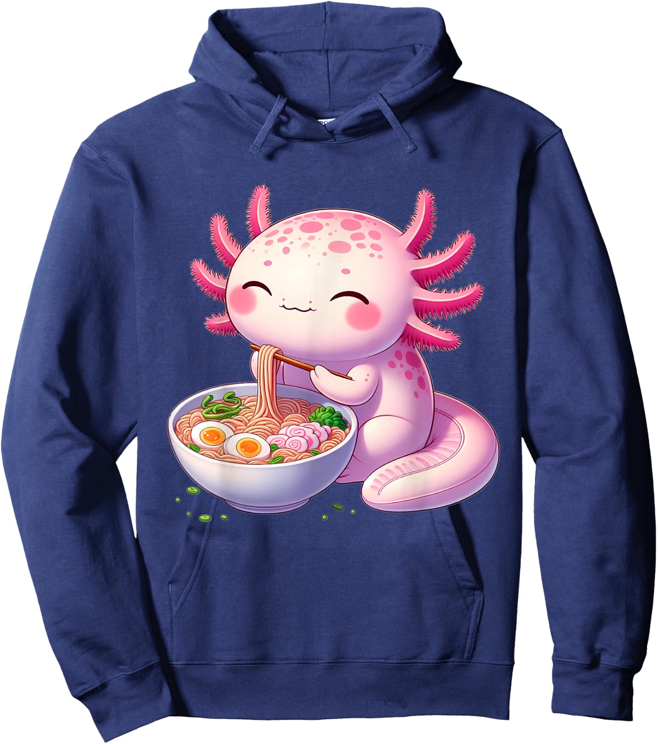 Anime Kawaii Axolotl Food Ramen Noodles Kids Teen Girls Boy , black Hoodie - Hoodie | Navy