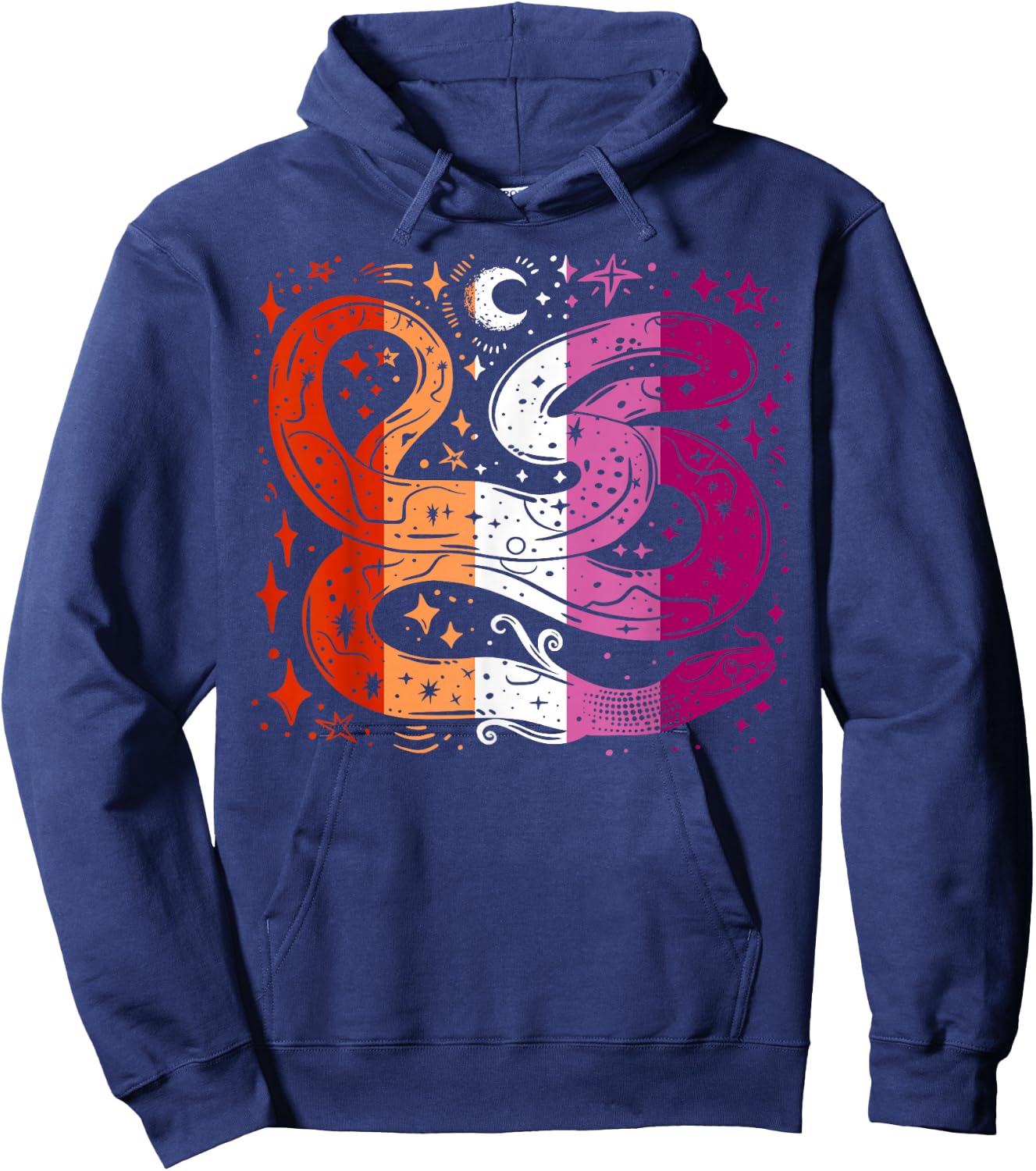 Mystical Snake with Stars and Lesbian Pride Magic Hoodie - Hoodie | Navy