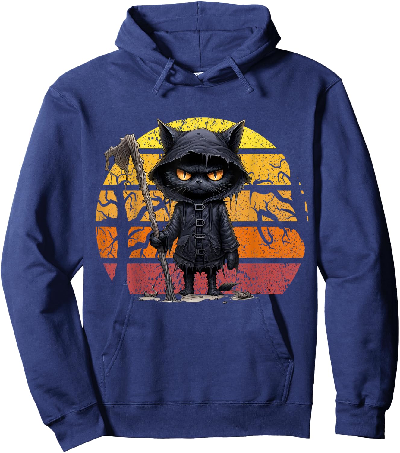 Halloween Black Cat Halloween Scary Angry Cat Men Women Kid Hoodie - Hoodie | Navy