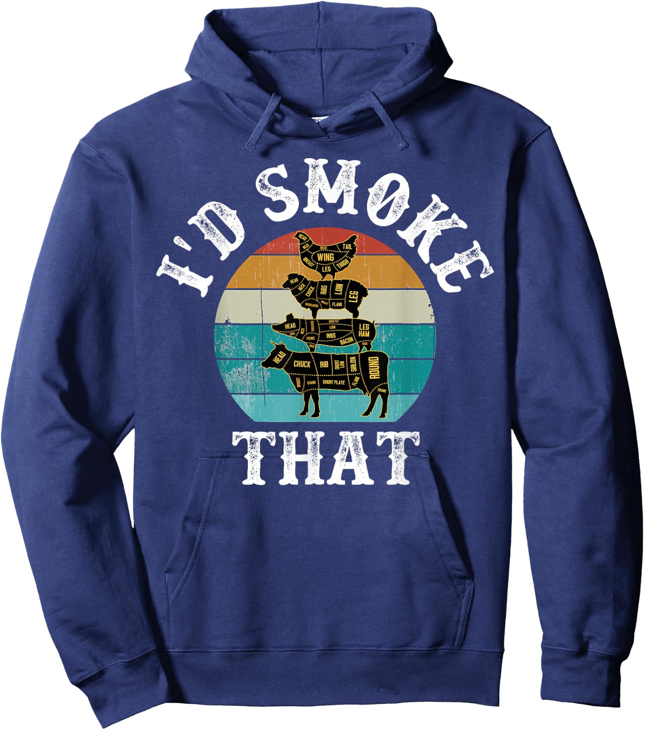 Funny retro bbq party smoker chef dad gifts - i'd smoke that Hoodie - Hoodie | Navy