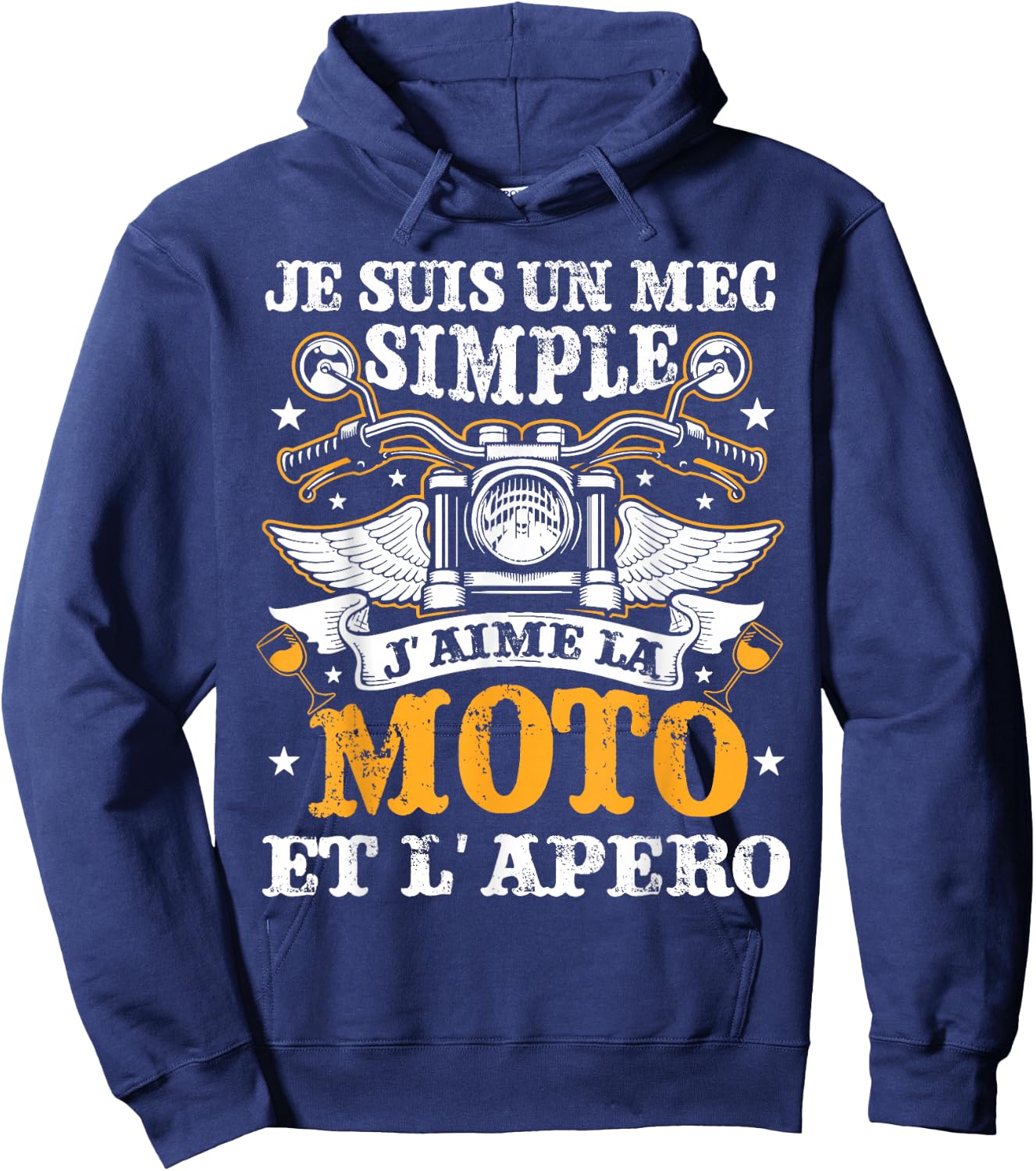 Je Suis Un Mec Simple J'aime La Moto Et L'apero , Black, S Hoodie - Hoodie | Navy