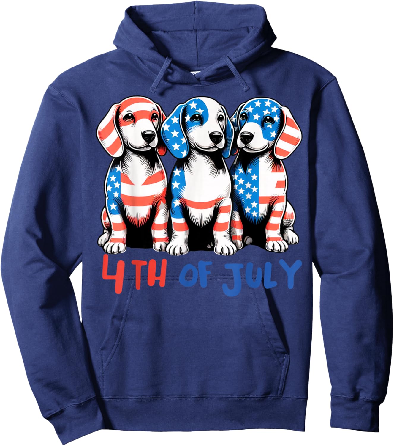 American Flag Beagle Dog Lover patriotic 4th of July Dog Hoodie - Hoodie | Navy