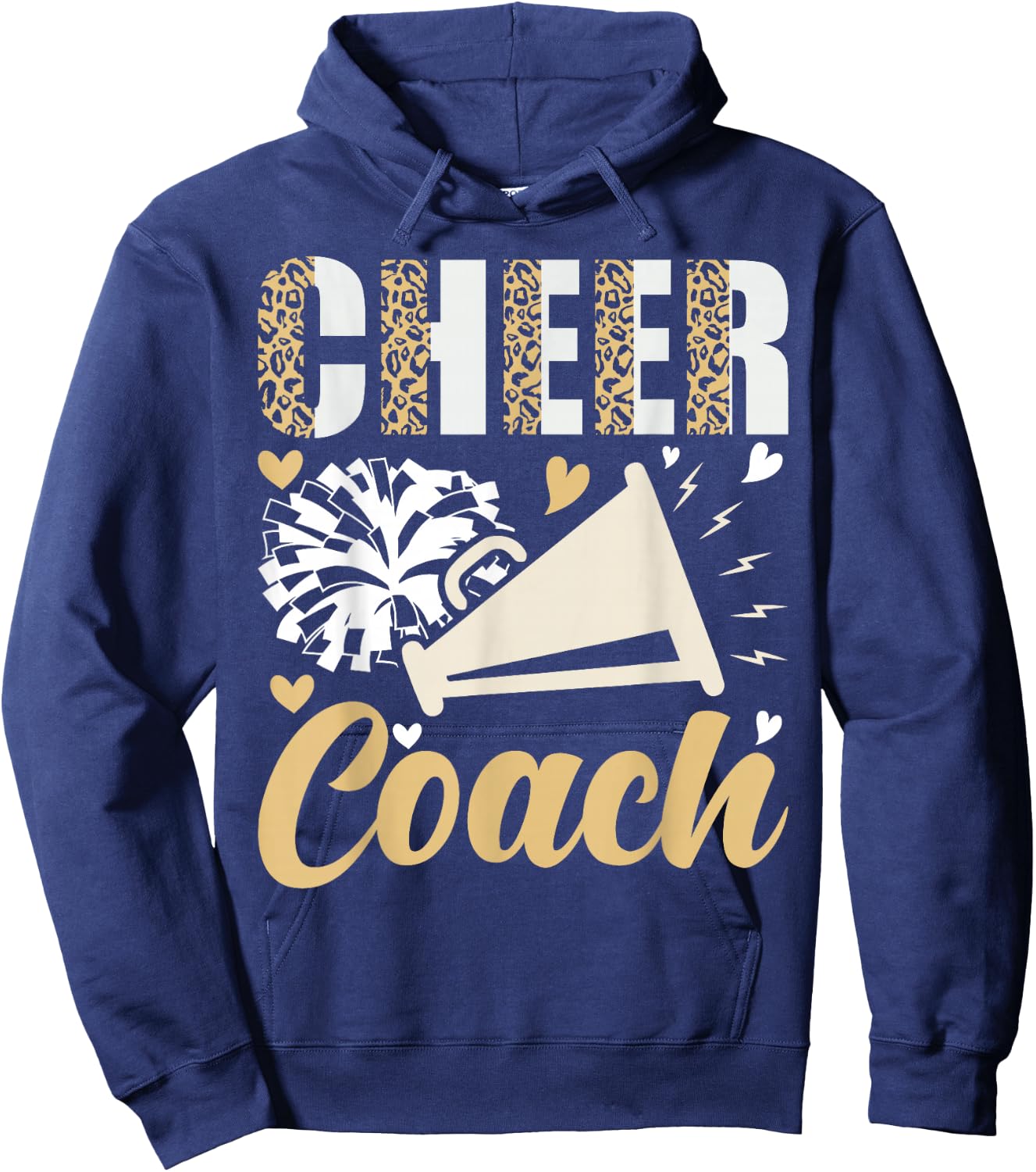 Cheer Coach Leopard Cheerleading Coach Hoodie - Hoodie | Navy