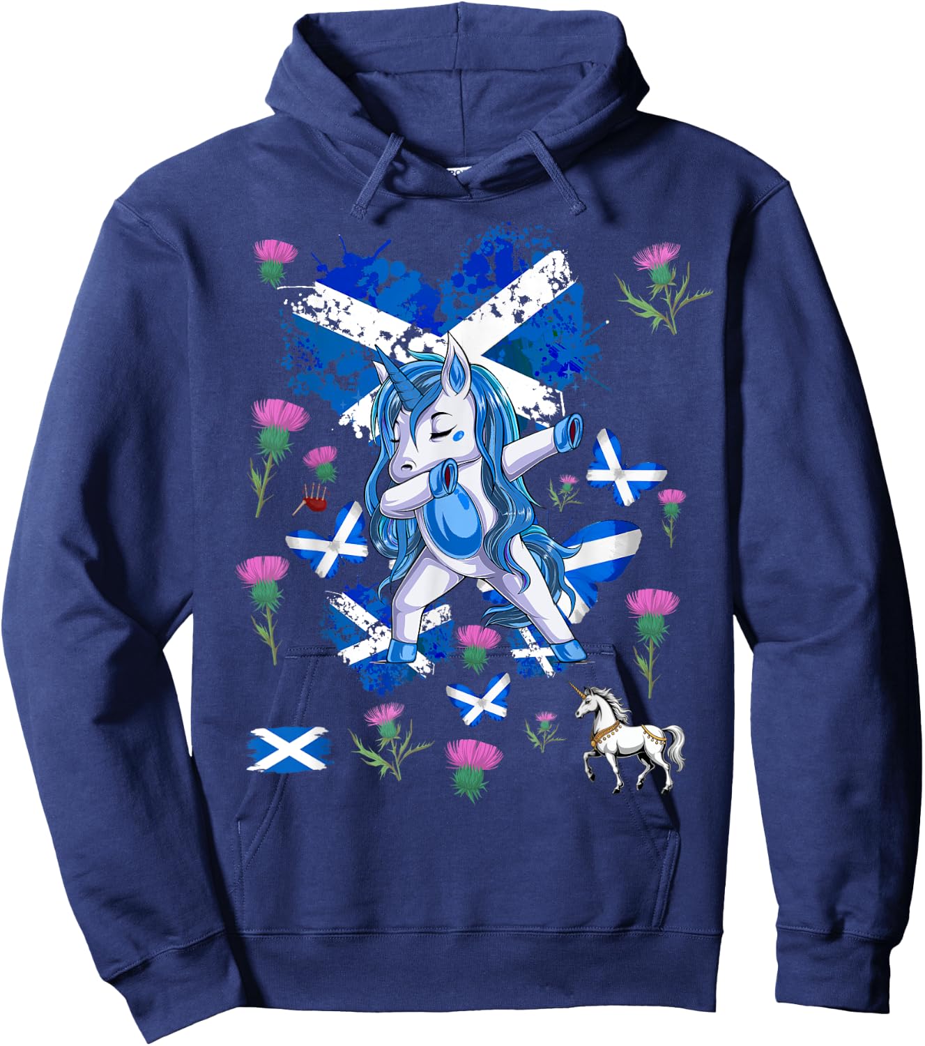 Scottish Unicorn Outfit Idea For Kids Scotland Themed Hoodie - Hoodie | Navy