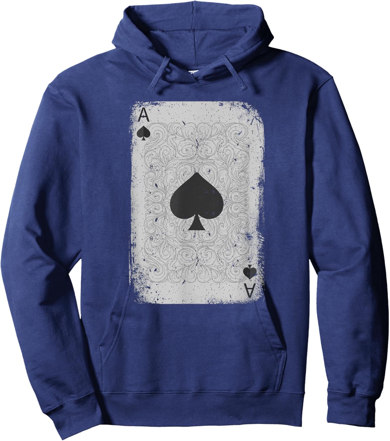 Vintage Distressed Ace of Spades Poker Playing Card Art Hoodie - Hoodie | Navy