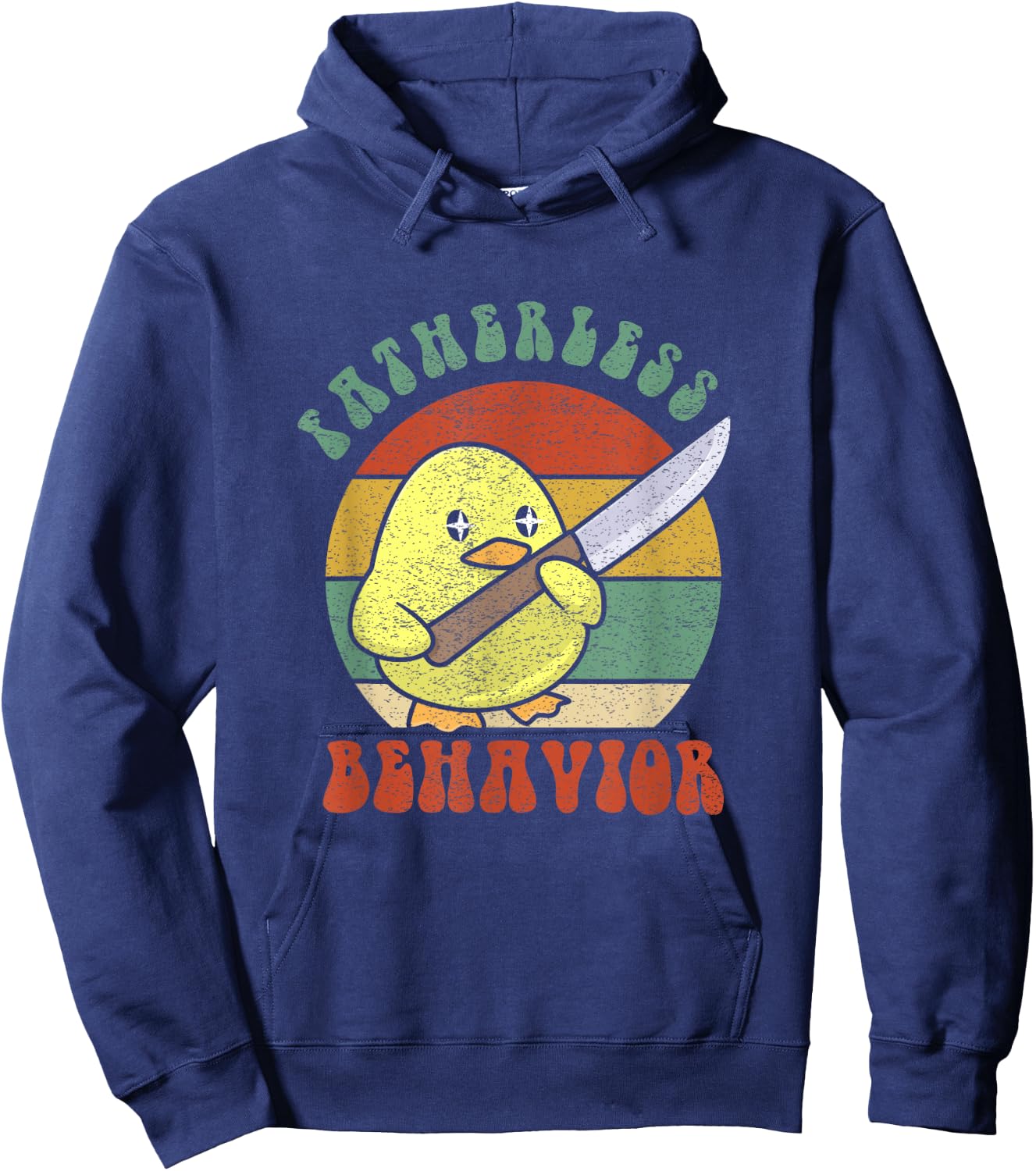 Fatherless Behavior Knife Duck Cute Design Vintage Retro Hoodie - Hoodie | Navy