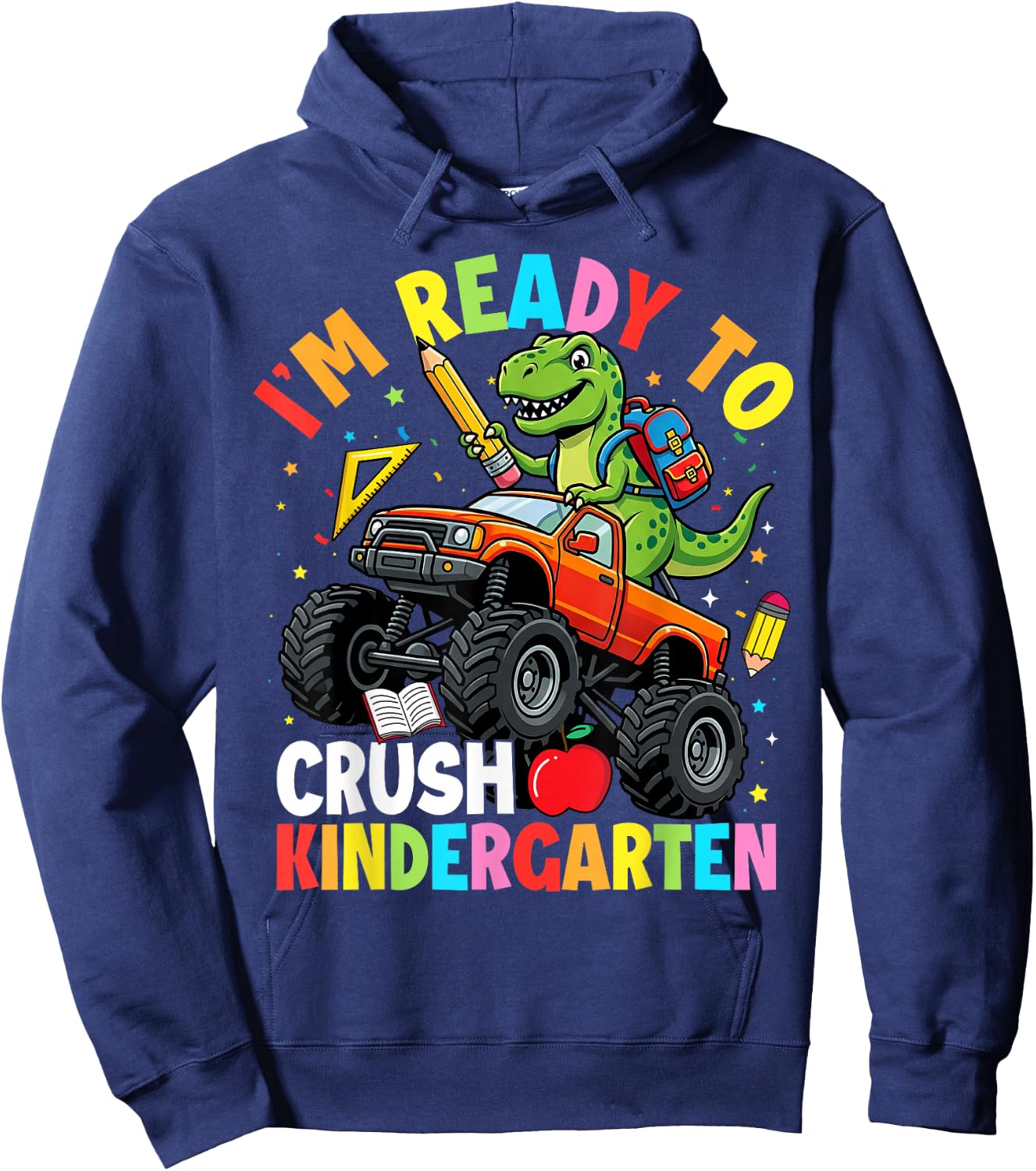 I'm Ready to Crush Kindergarten First Day Dinosaur Boys Hoodie - Hoodie | Navy