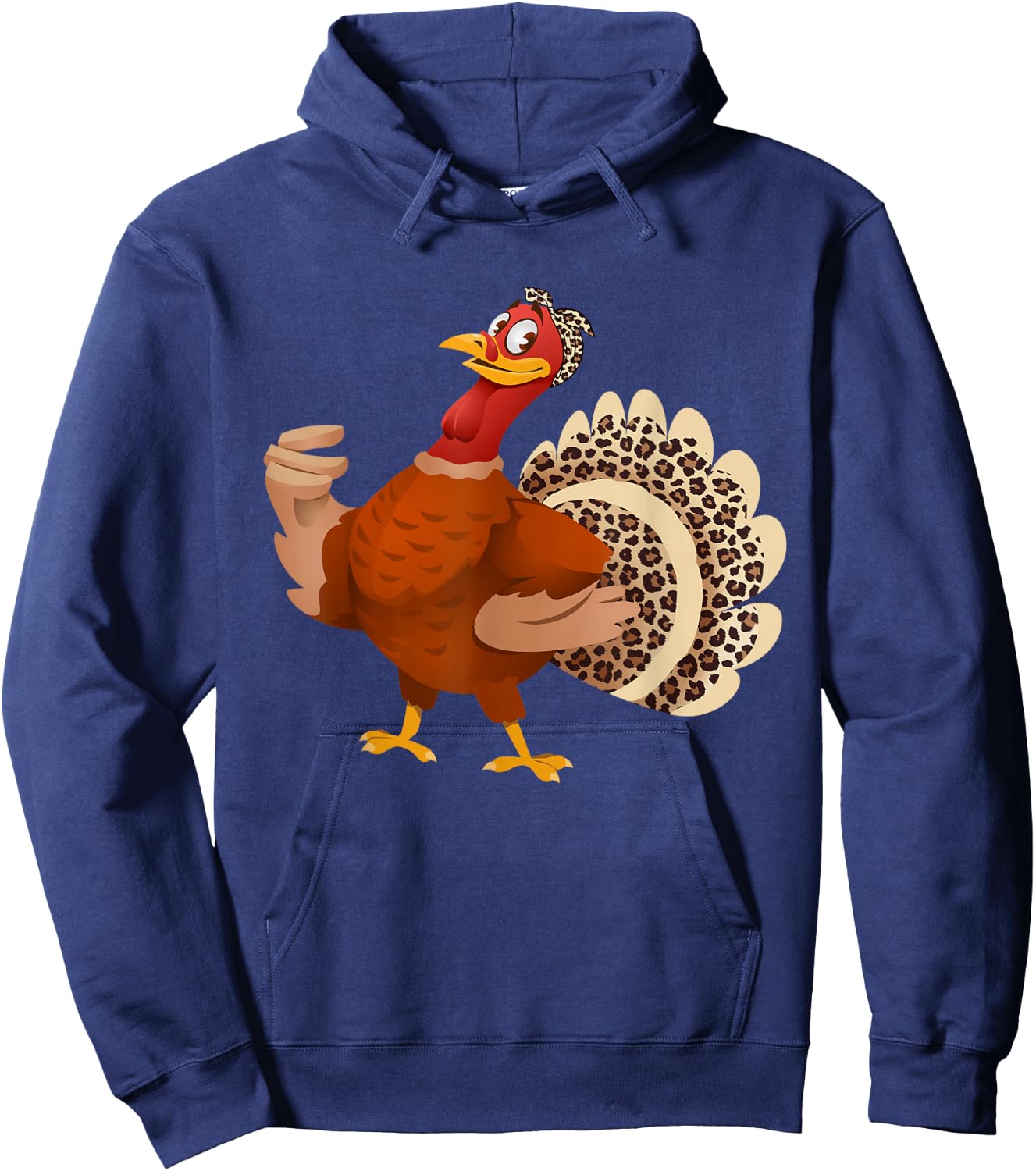Funny Thanksgiving Turkey Leopard Print Autumn Fall Hoodie - Hoodie | Navy