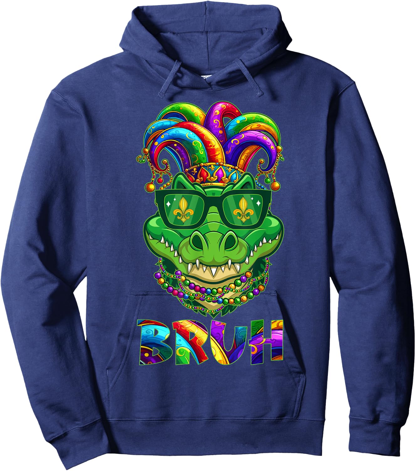 Funny Alligator Bruh Mardi Gras Costume Teens Boys Kids Hoodie - Hoodie | Navy