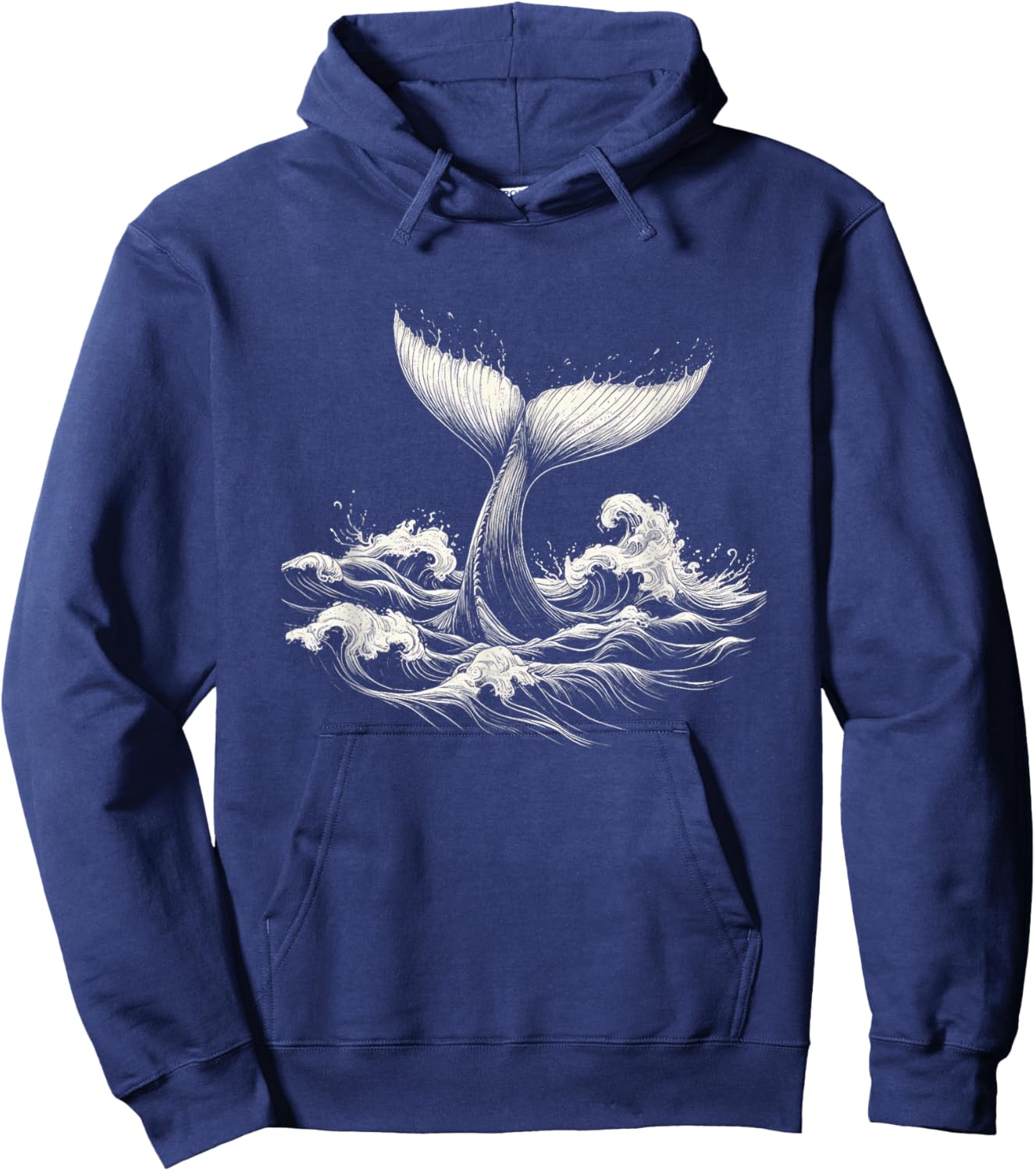 Whale Tail in Wave Graphic Design Hoodie - Hoodie | Navy