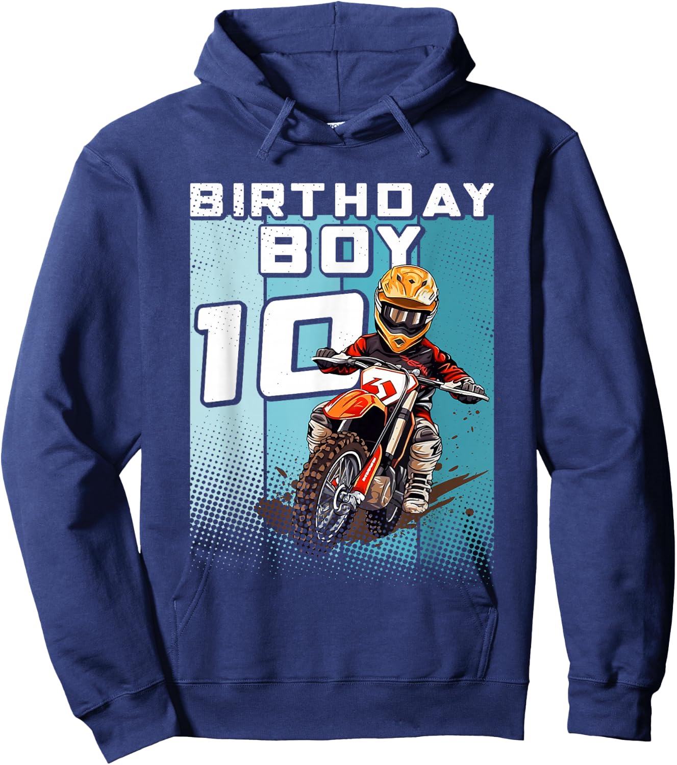 Bday 10 Dirt Bike Geburtstag Junge 10 Motocross MX 10. Geburtstag Hoodie - Hoodie | Navy