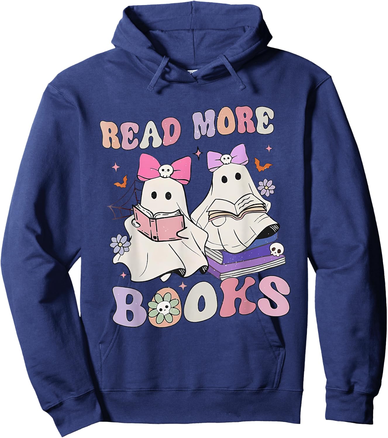 Halloween Ghost Reading Read More Books Librarian Teacher Hoodie - Hoodie | Navy