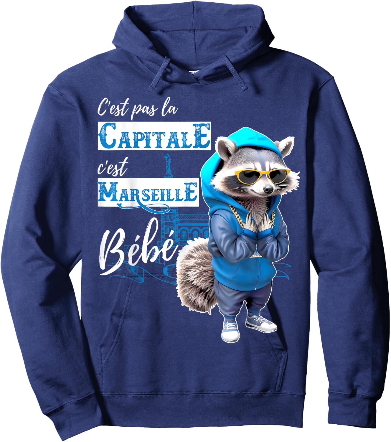 Fan C'est Marseille Baby Funny Raccoon Rap , Black, S Hoodie - Hoodie | Navy