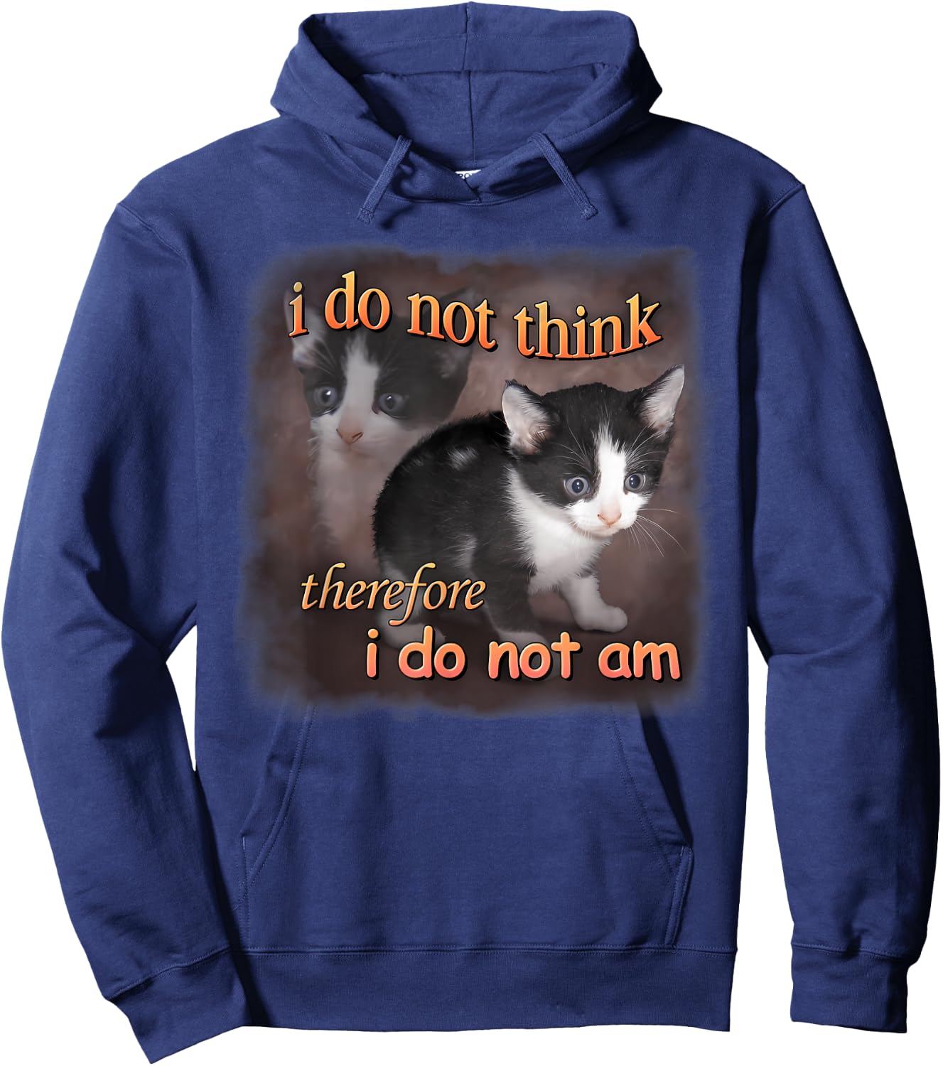 I Do Not Think Therefore I Do Not Am - Cat Meme Portrait Women Hoodie - Hoodie | Navy