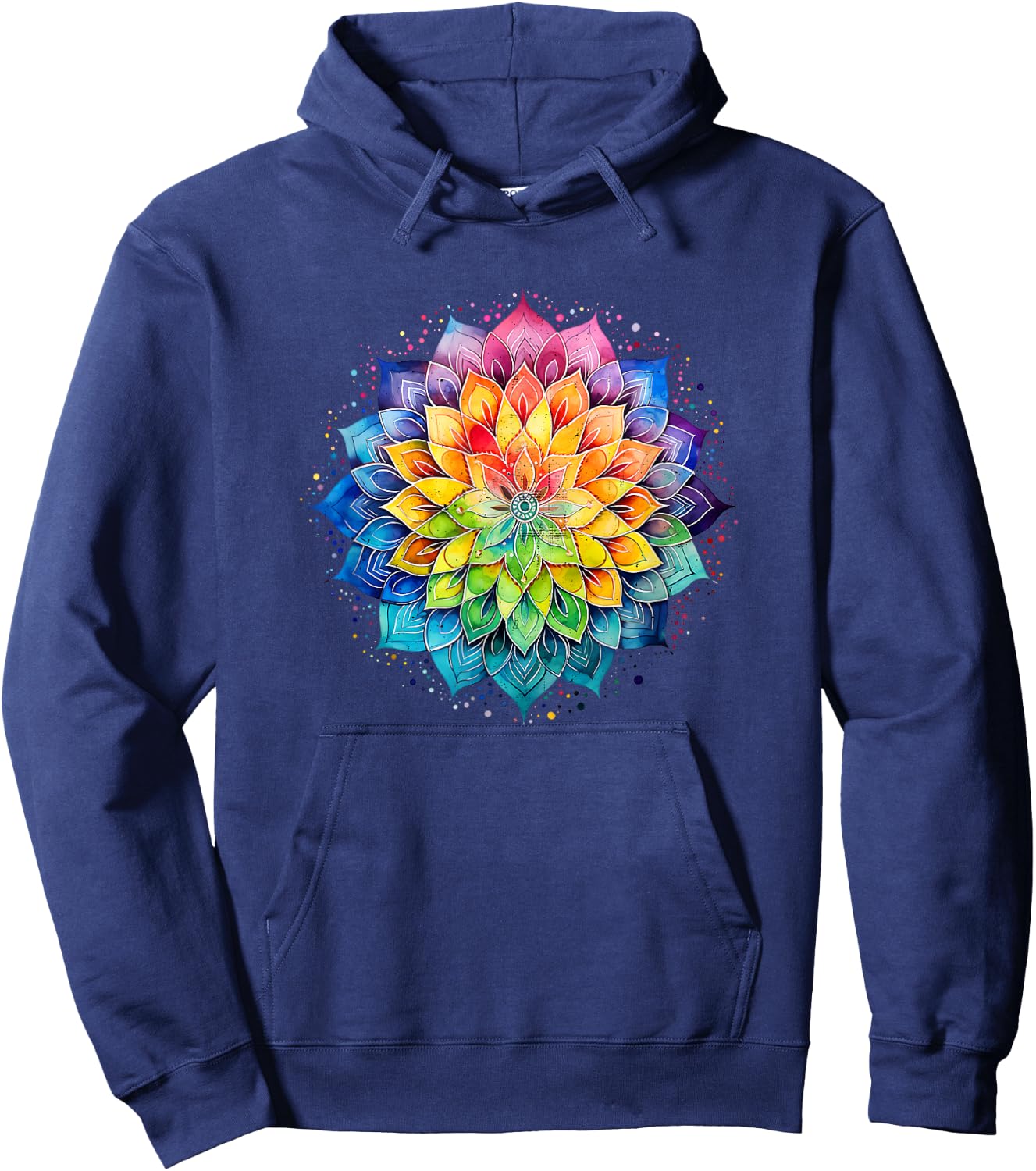 Lotus Flower Rainbow Mandala Yoga Meditation Mindfulness , black Hoodie - Hoodie | Navy