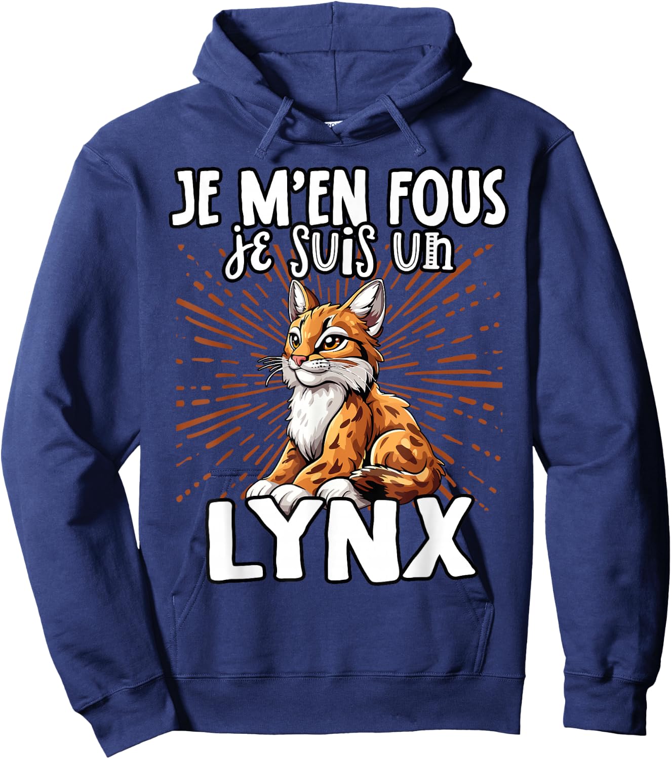Je M'en Fous Je Suis Un Lynx - Sweet Lynx , Black, S Hoodie - Hoodie | Navy