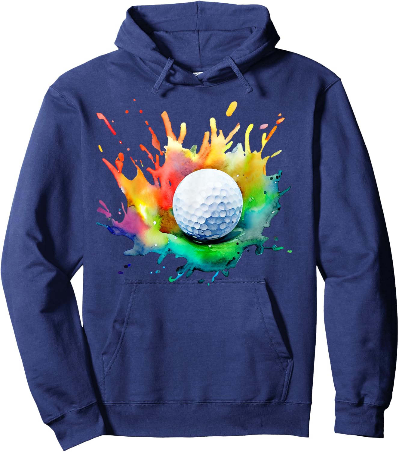 Golf Ball Watercolor Golfer Golfing Splash Graphic Artsy Hoodie - Hoodie | Navy
