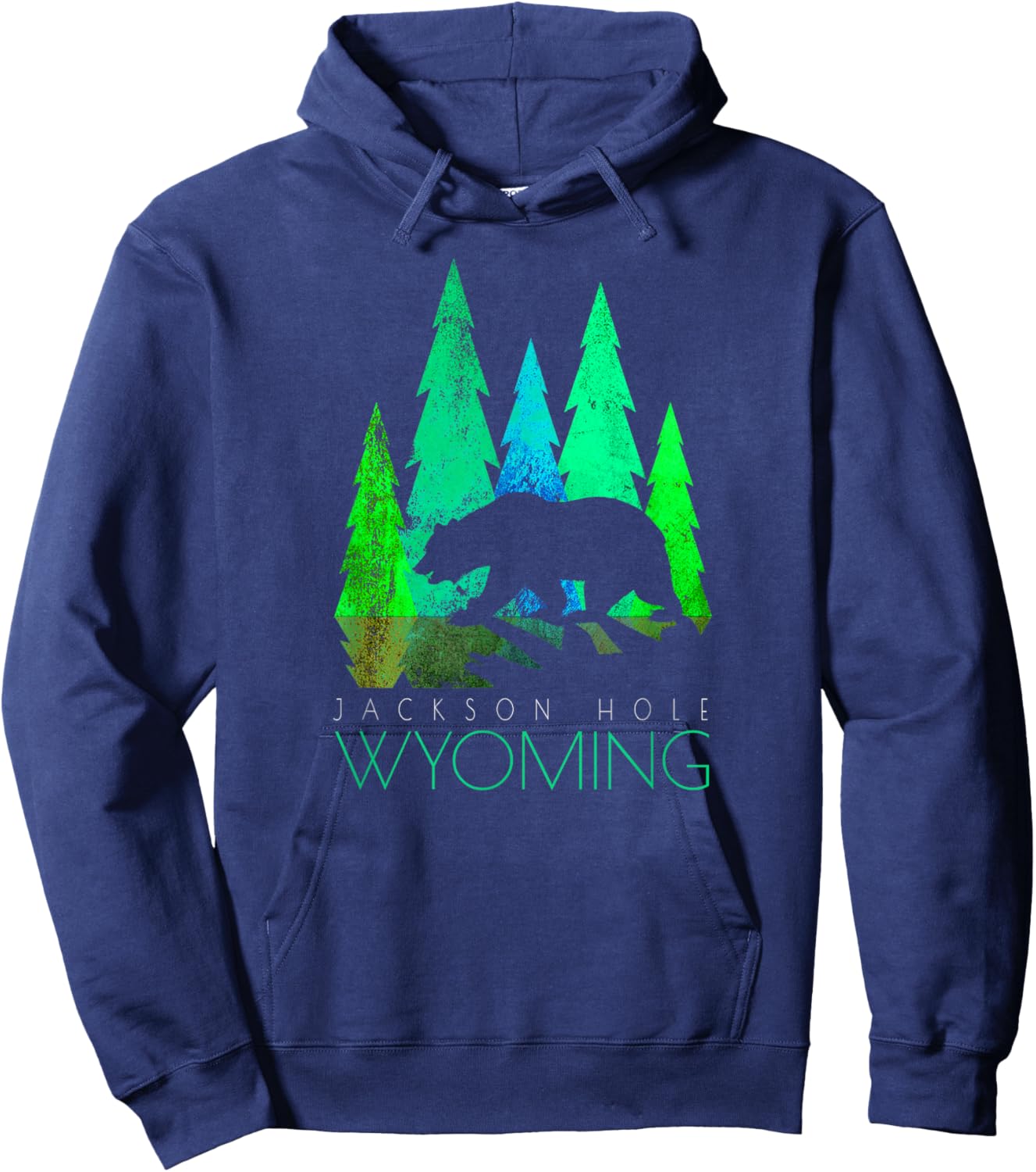 Jackson Hole - Wyoming - Bear and Trees - Jackson Hole Hoodie - Hoodie | Navy