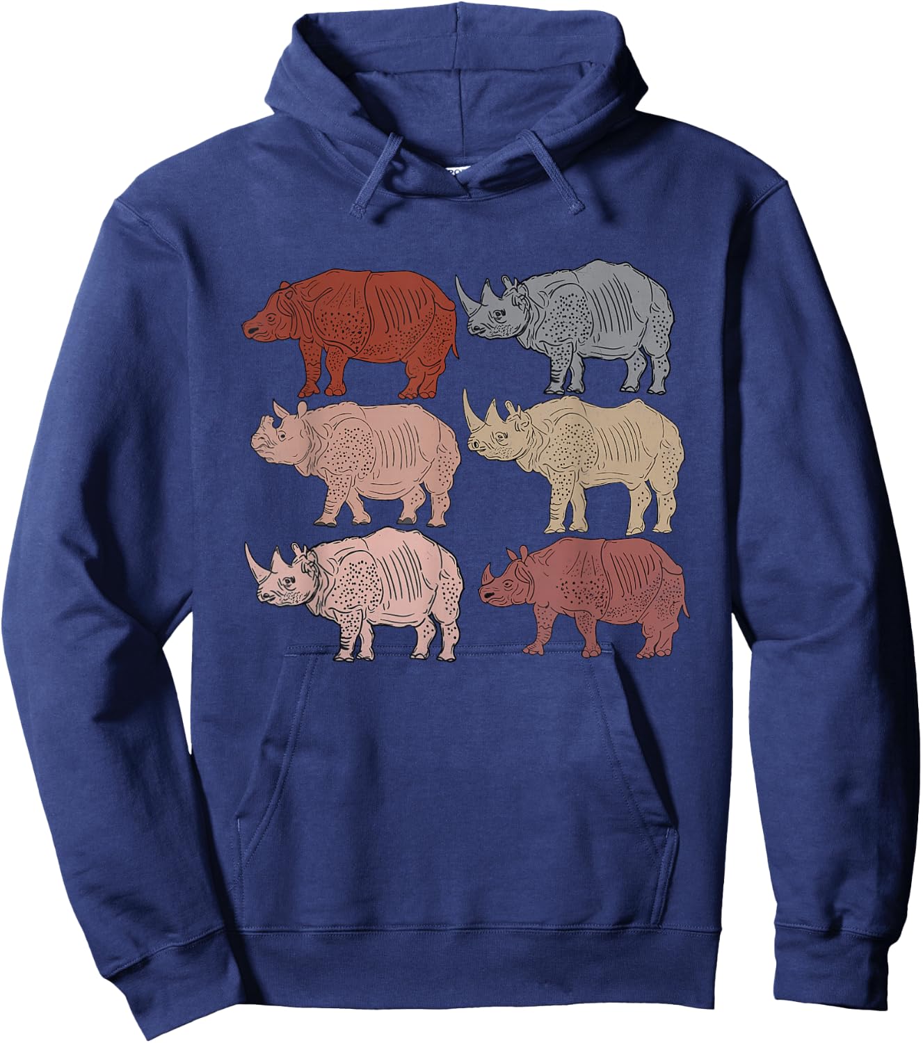 Vintage Rhino Lovers Children Zoology Retro Rhino Hoodie - Hoodie | Navy