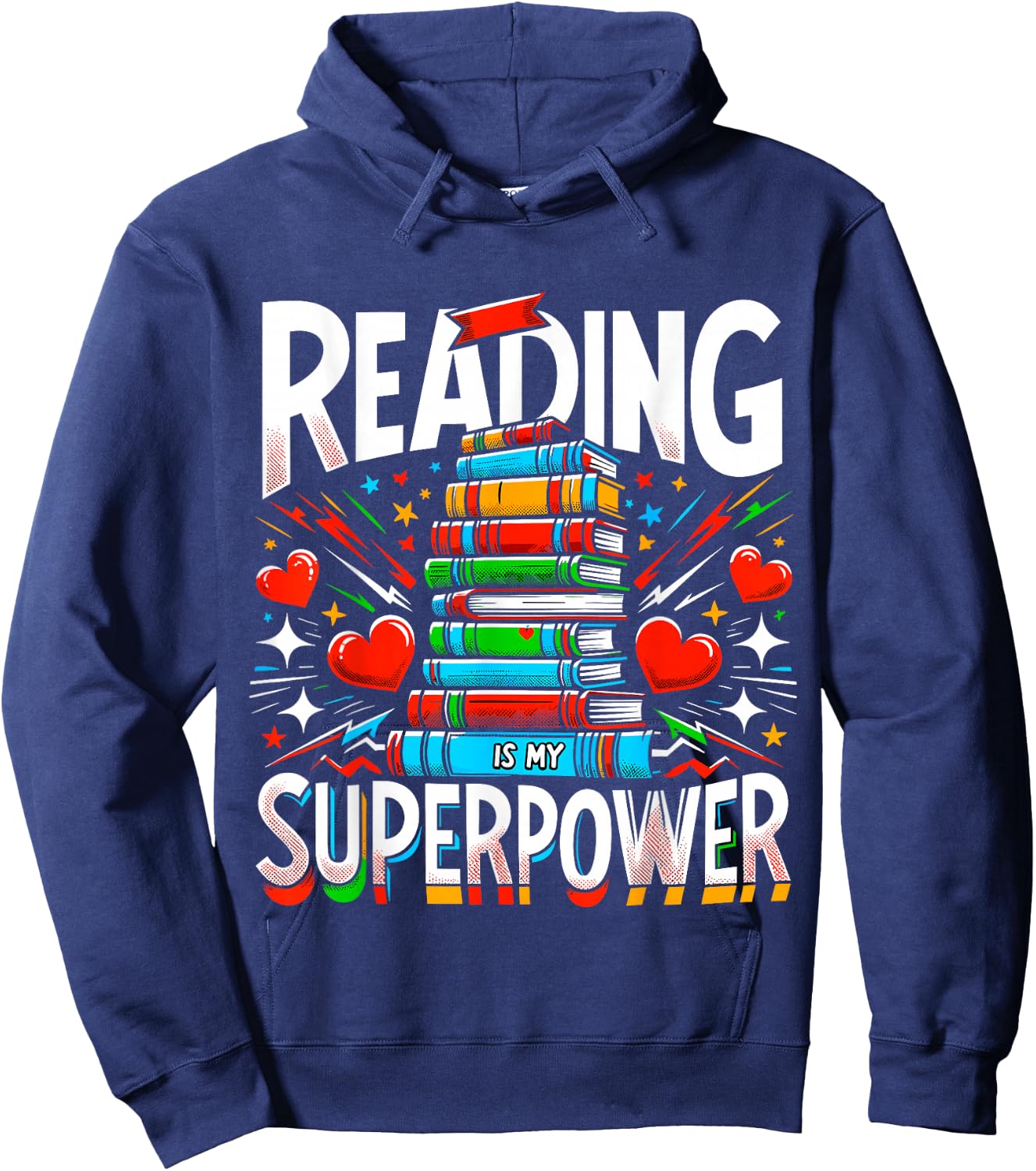 Reading is my Superpower Bookworm Book lover Hoodie - Hoodie | Navy