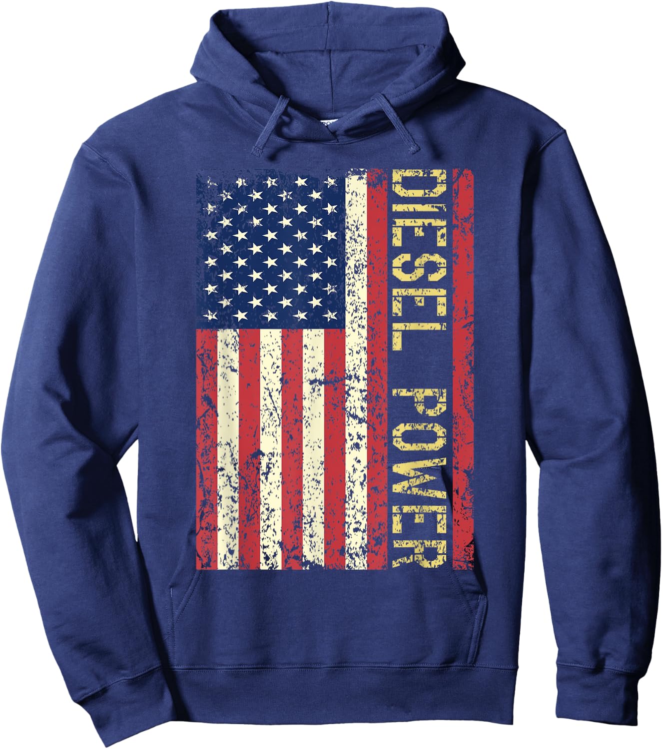 Vintage USA Flag Diesel Power Patriotic Truck Turbo Mechanic Hoodie - Hoodie | Navy