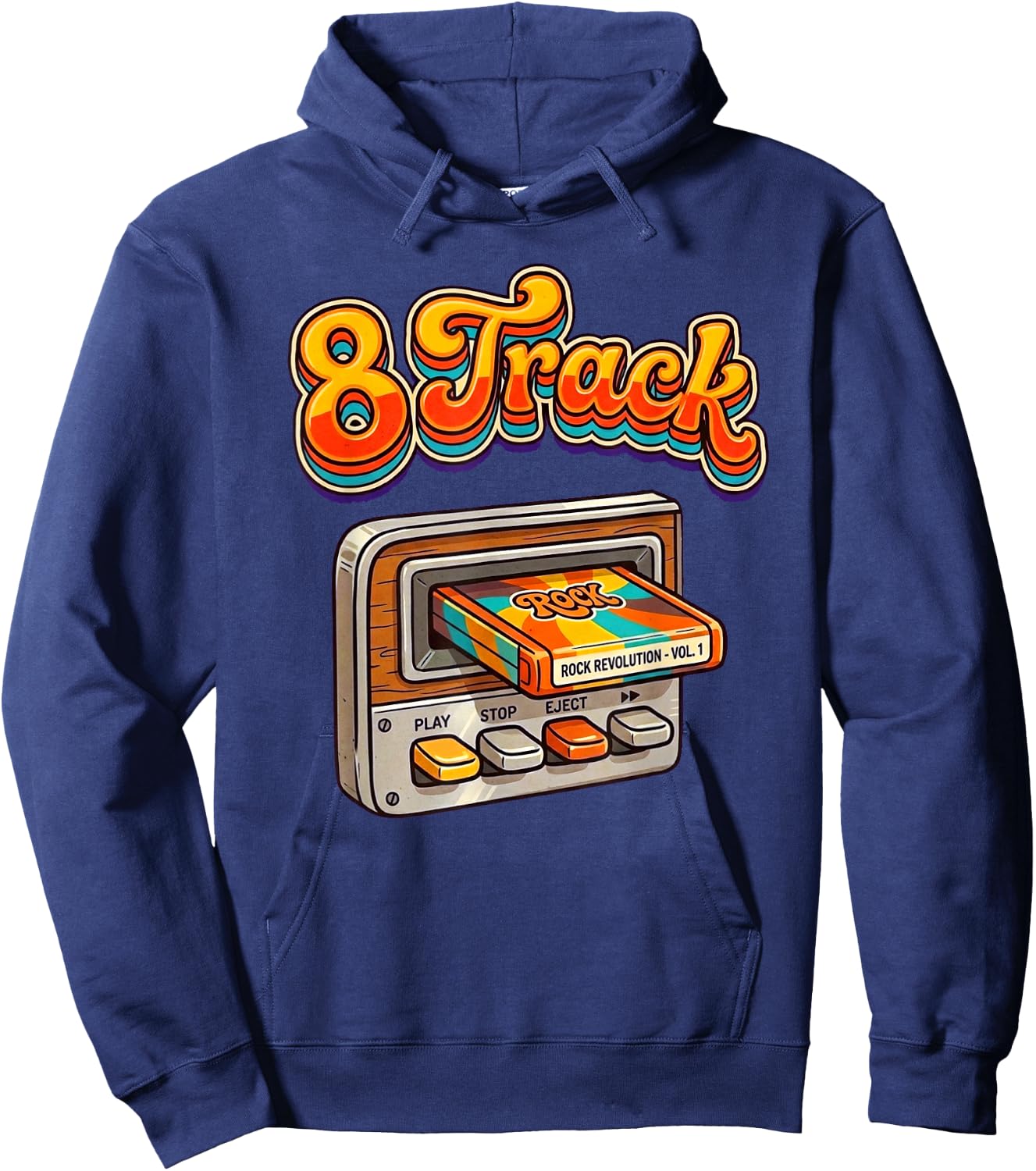 70s 8-Track Retro Vintage Hoodie - Hoodie | Navy