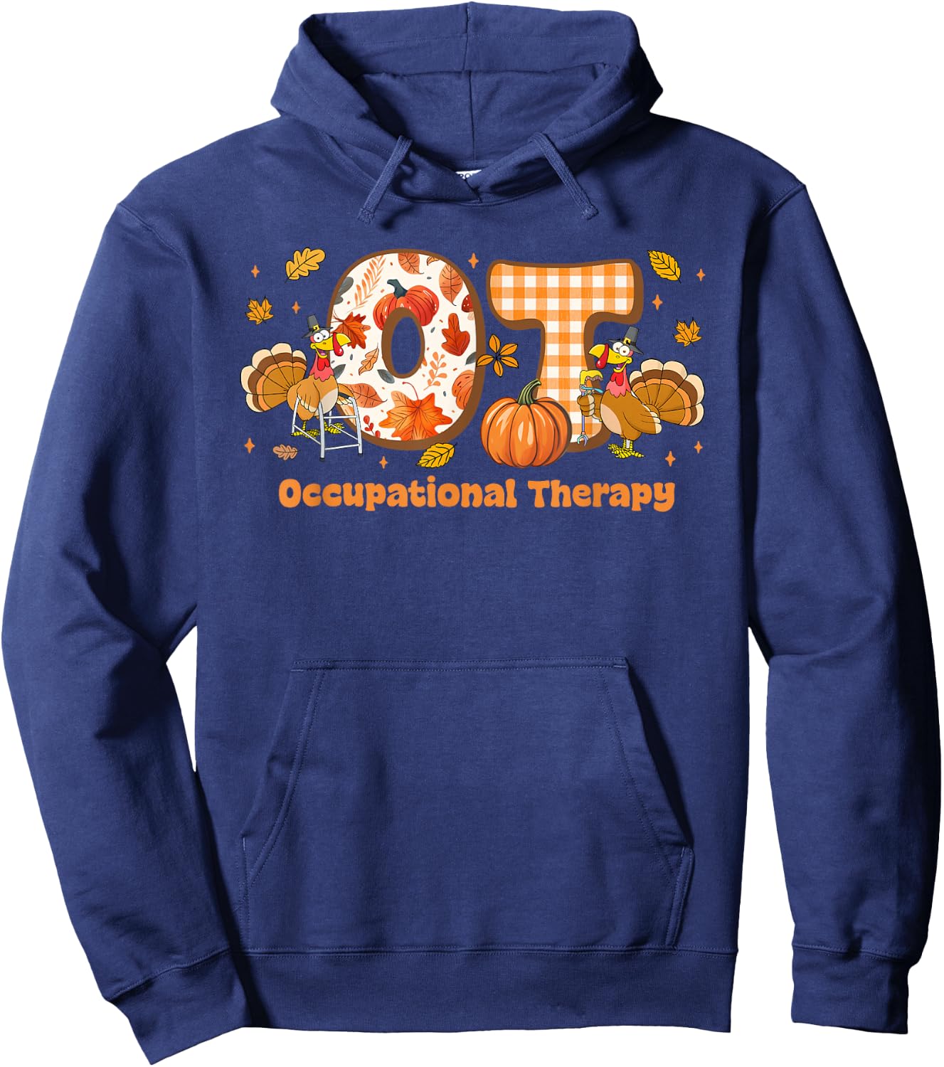 Occupational Therapy Groovy Turkey Autumn Thanksgiving Hoodie - Hoodie | Navy