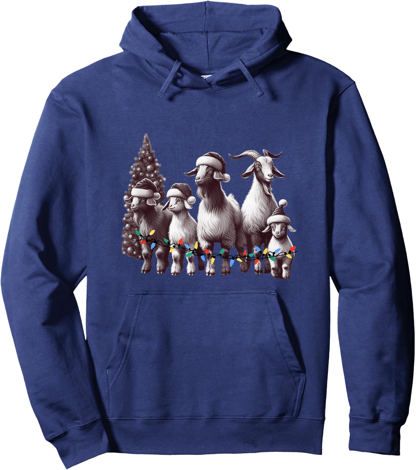Christmas Goat with Santa Hat Goats Christmas Farmer Hoodie - Hoodie | Navy